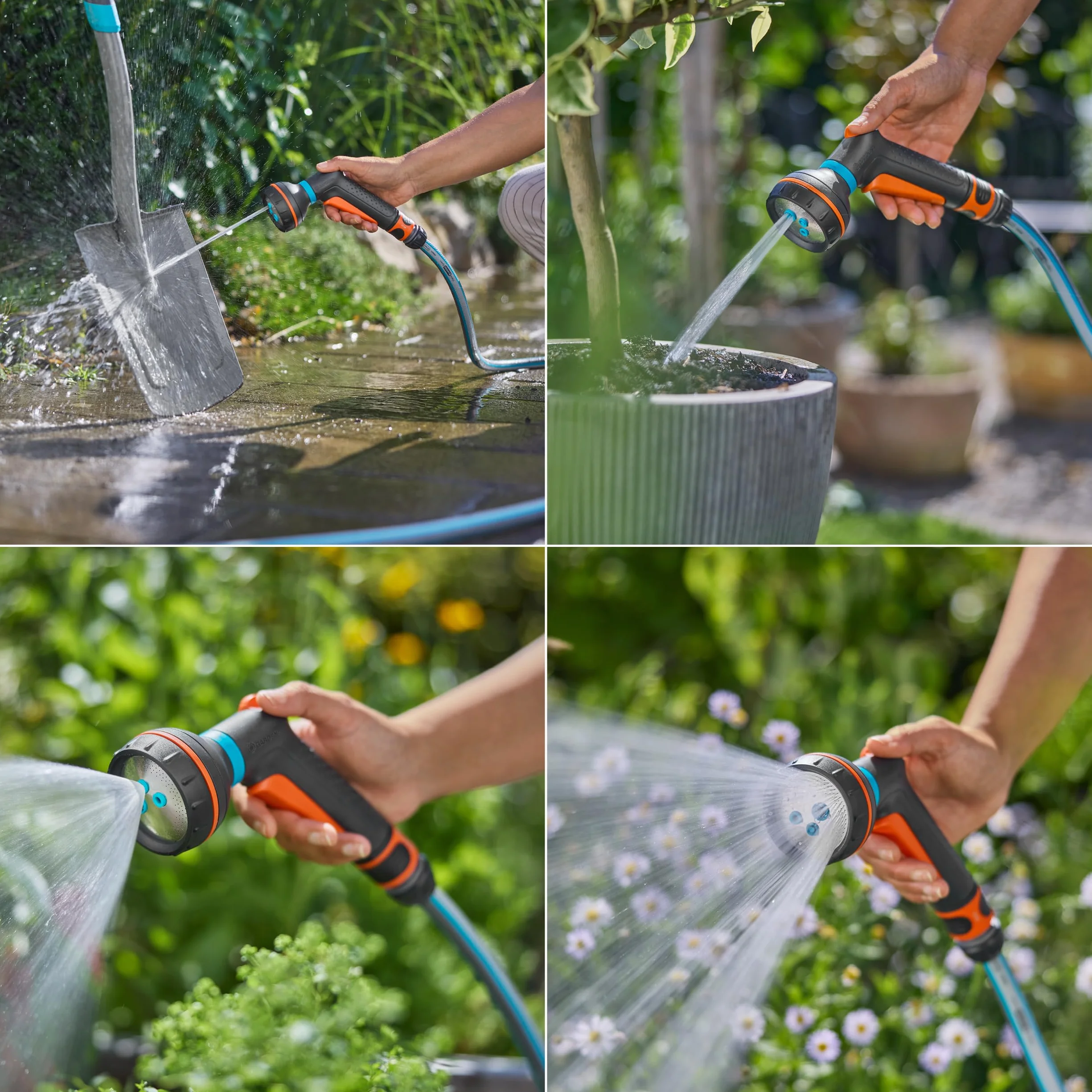 Gardena Classic Wielofunkcyjny Pistolet Zraszający Zraszacze i Dysze Wielofunkcyjny Pistolet Zraszający, do Czyszczenia i Podlewania, Cztery Różnorodne Rodzaje Strumienia (18370-20)