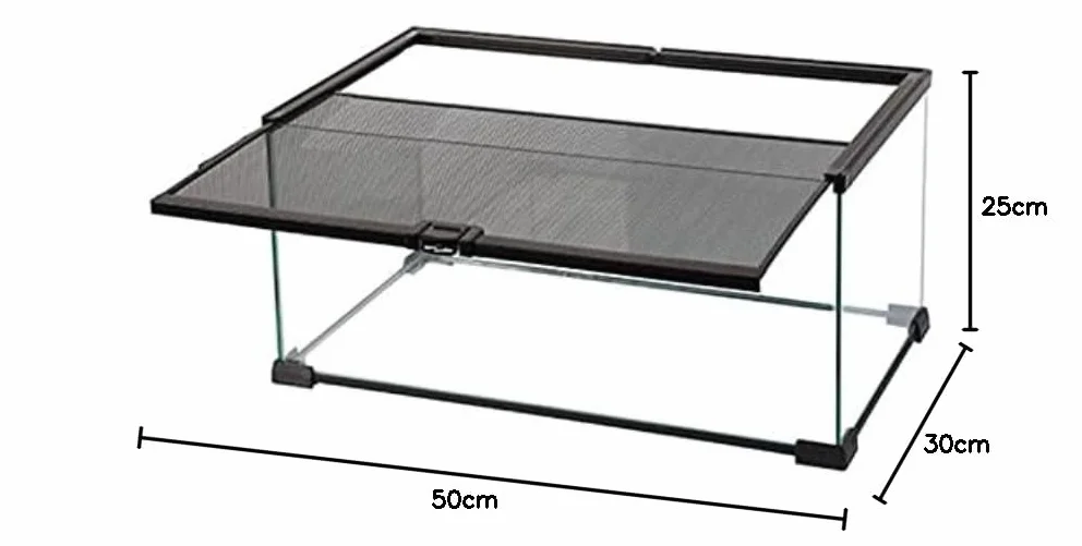 REPTI ZOO Zbiornik na gady ze szkła naturalnego 50x30x25 cm siatka przesuwna