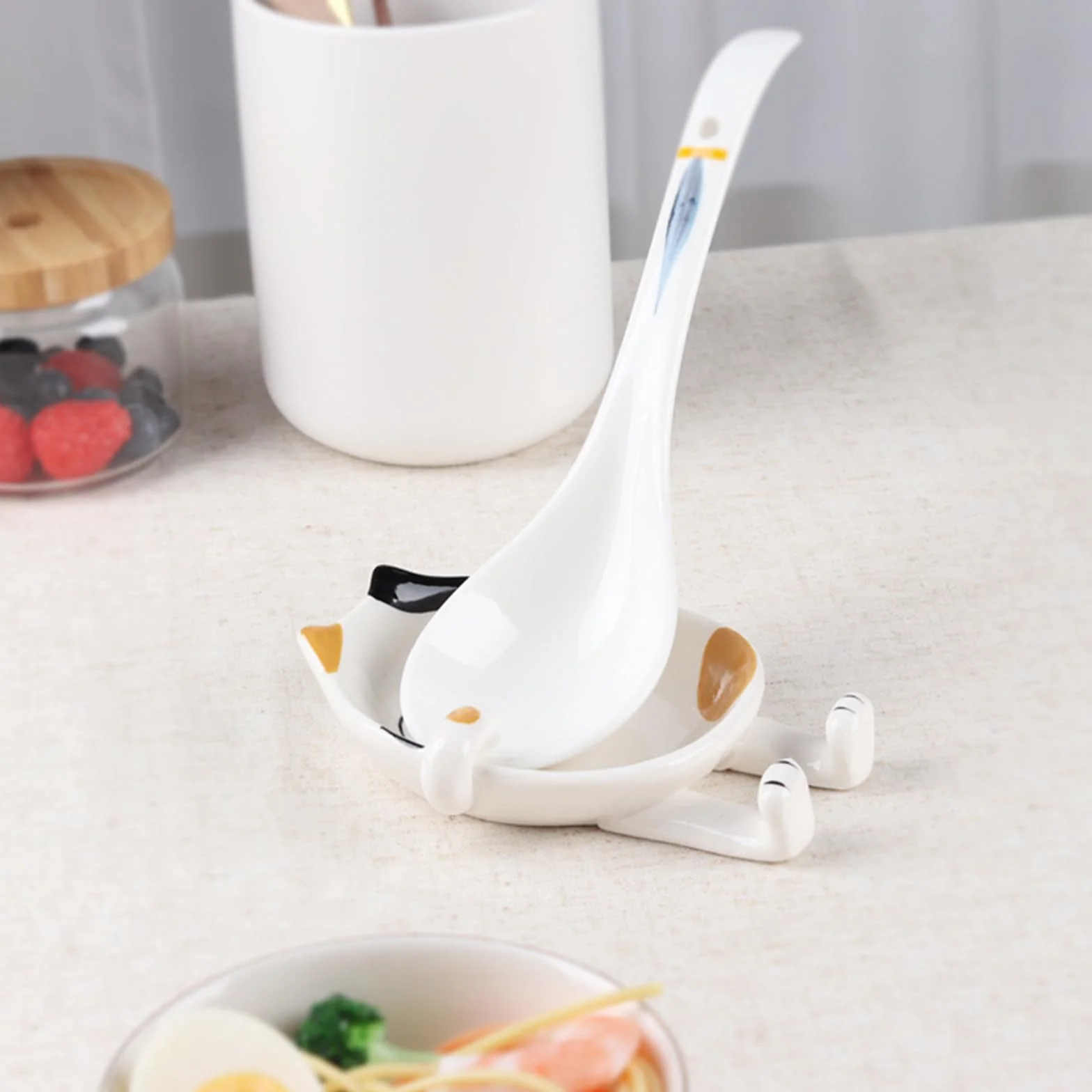 Spoon Lid Holder, ceramiczny uchwyt na łyżki, płyta kuchenna, półka na łyżki, stojak na biżuterię, ładny uchwyt na łyżki, szczypce, trzepaczki, chochle