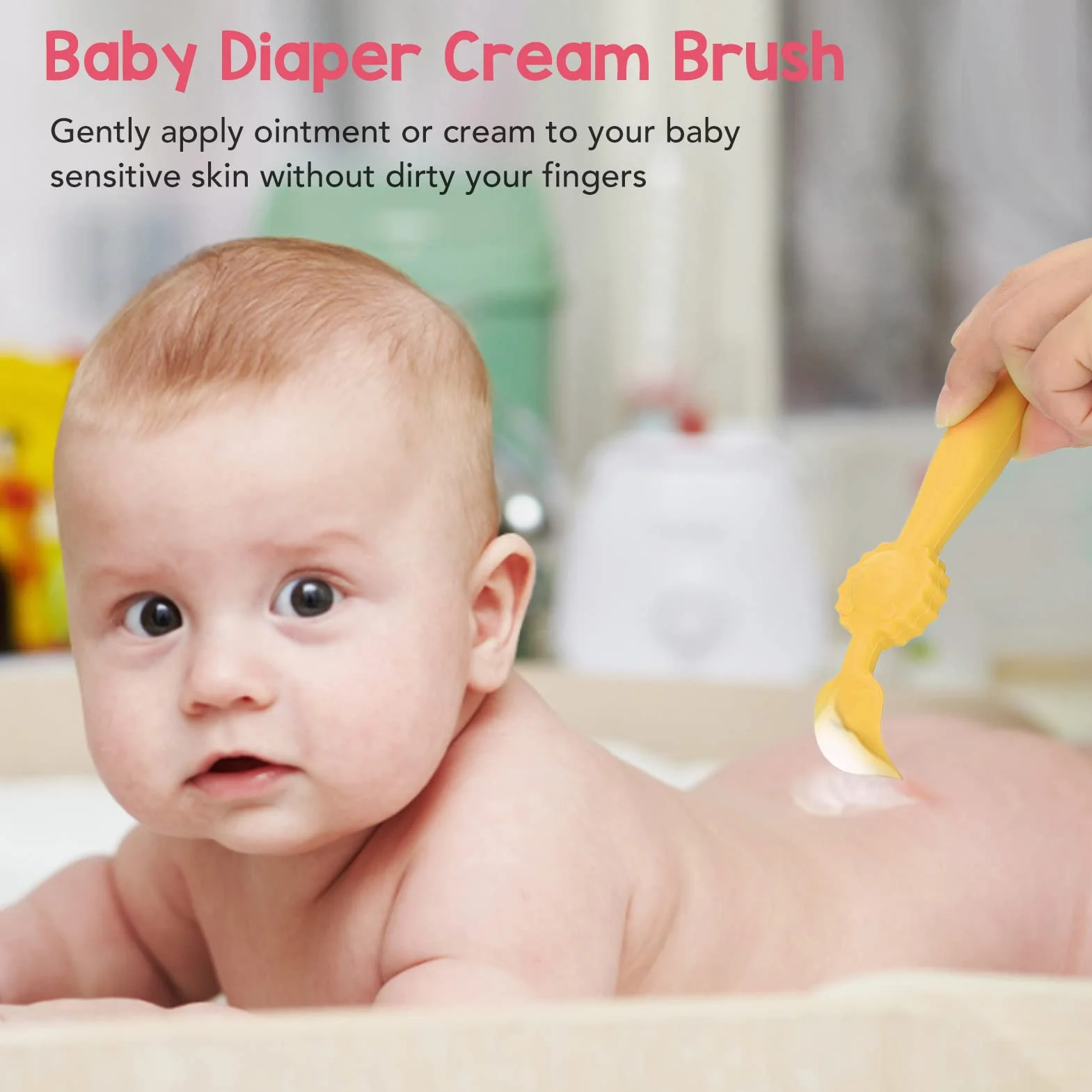 Baby Butt Cream Applicator, Mini dla dziecka Butt Cream Silikon Diaper Rash Cream Brush Butt Spatula Butt Spatula Baby Niezbędniki dla chłopców i dziewcząt (Żółty)