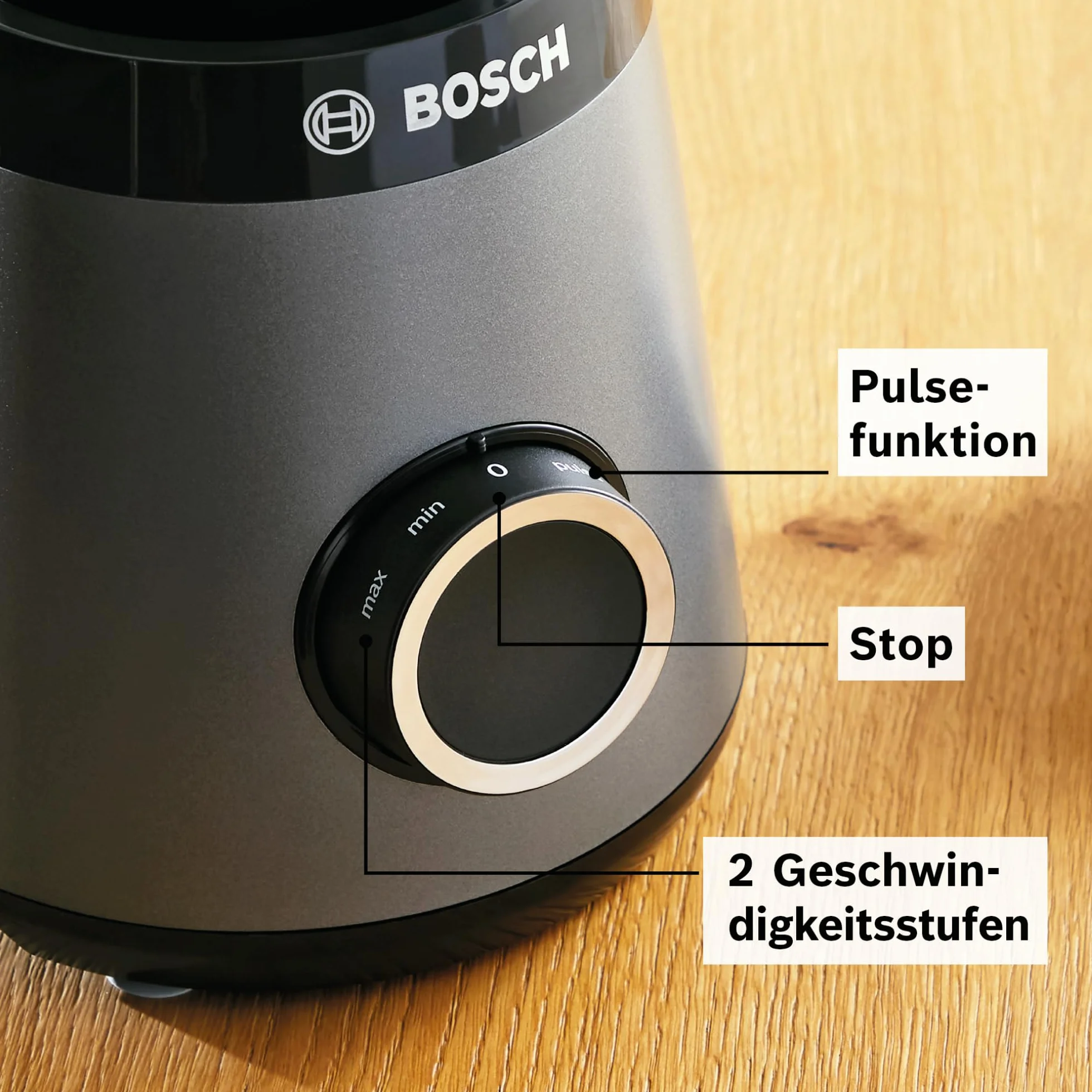 Bosch VitaPower seria 4 MMB6174S, wysokiej jakości ostrza ze stali nierdzewnej, szklany pojemnik 1,5 l, butelka na wynos 0,6 l, części nadające się do mycia w zmywarce, 30 000 obr./min, 1200 W,