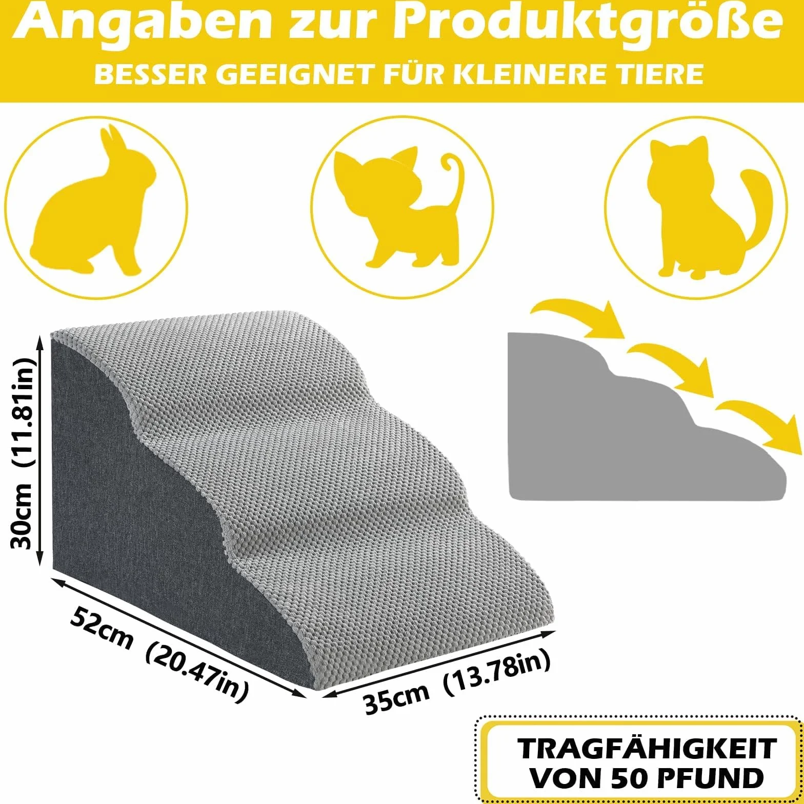 VERTUPET Schody dla psów o wysokości 30 cm, dla zwierząt domowych, 50 kg, dla małych psów