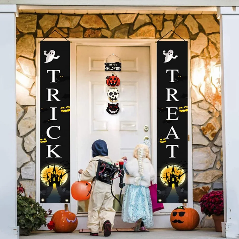 Alnicov Halloweenowy wiszący znak powitalny na drzwi, Happy Halloween drewniana tablica tablica znak dekoracja do domu biura szkoły na zewnątrz nawiedzony dom dekoracje na Halloween