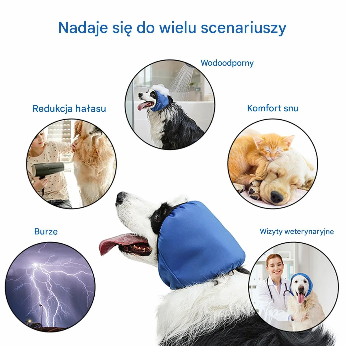 Nauszniki dla zwierząt regulowane redukujące hałas L
