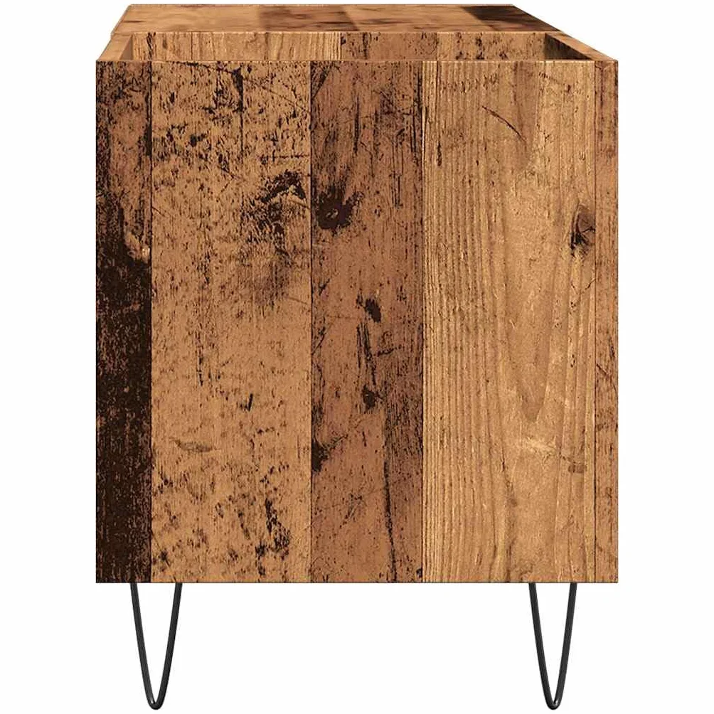 Hothingwell Szafka z płyty winylowej 84,5 x 38 x 48 cm, szafka do przechowywania płyt winylowych LP z wytrzymałym blatem i żelaznymi nogami, idealna do eksponowania kolekcji muzycznej