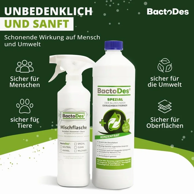 BactoDes Specjalny 1 l | uniwersalny neutralizator zapachów | neutralizator zapachów moczu