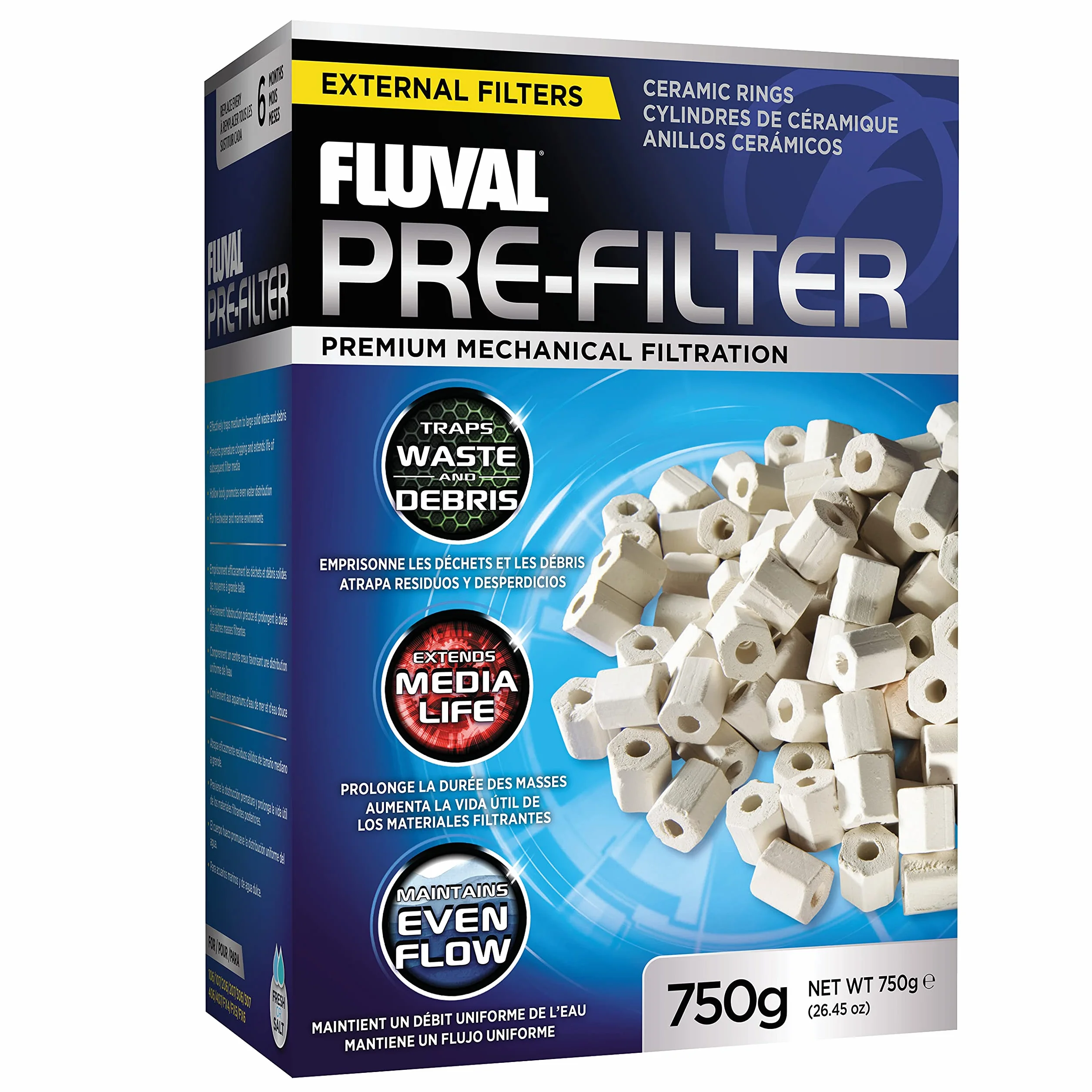 Fluval pierścienie ceramiczne materiał filtrujący wstępny 750 g do akwarium