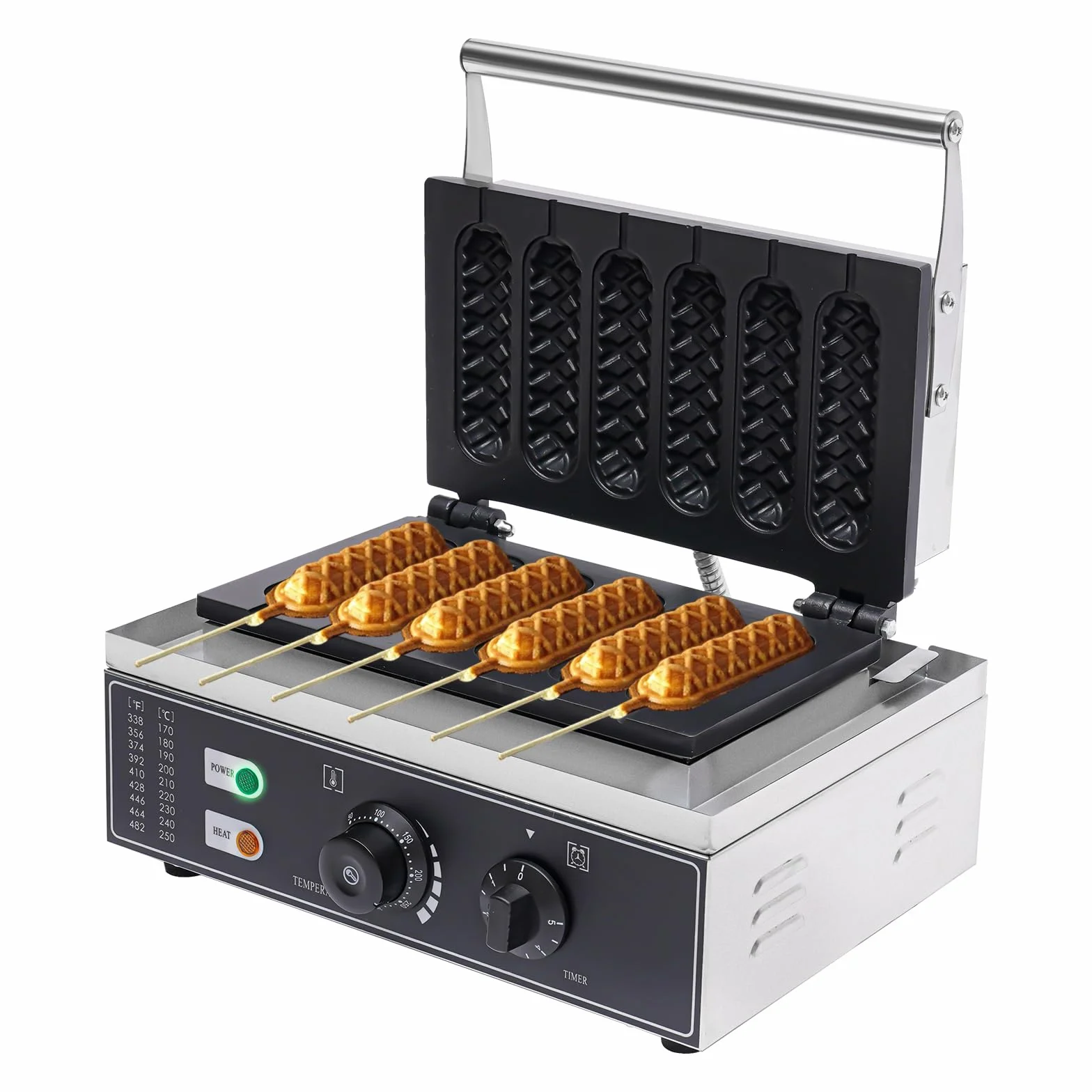 Grill waflowy ze stali nierdzewnej 1500 W do profesjonalnych gofrów z patyczkiem