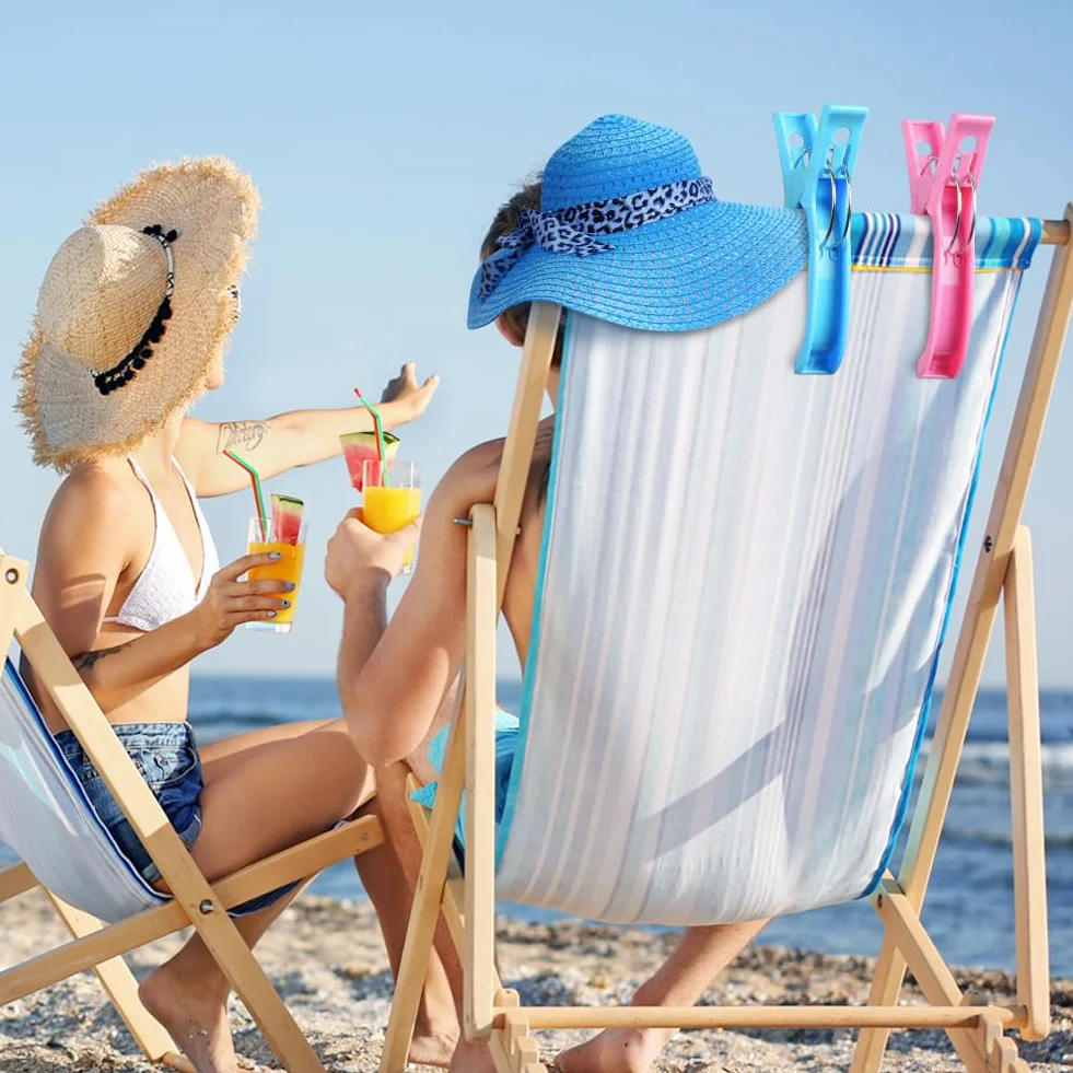 Kolorowe klipsy do ręczników plażowych, bardzo duży plastikowy klips do prania, spinacze do ubrań, wiatroszczelne przypinki do ubrań na plażę, basen, codzienne pranie, ciężki ręcznik kąpielowy
