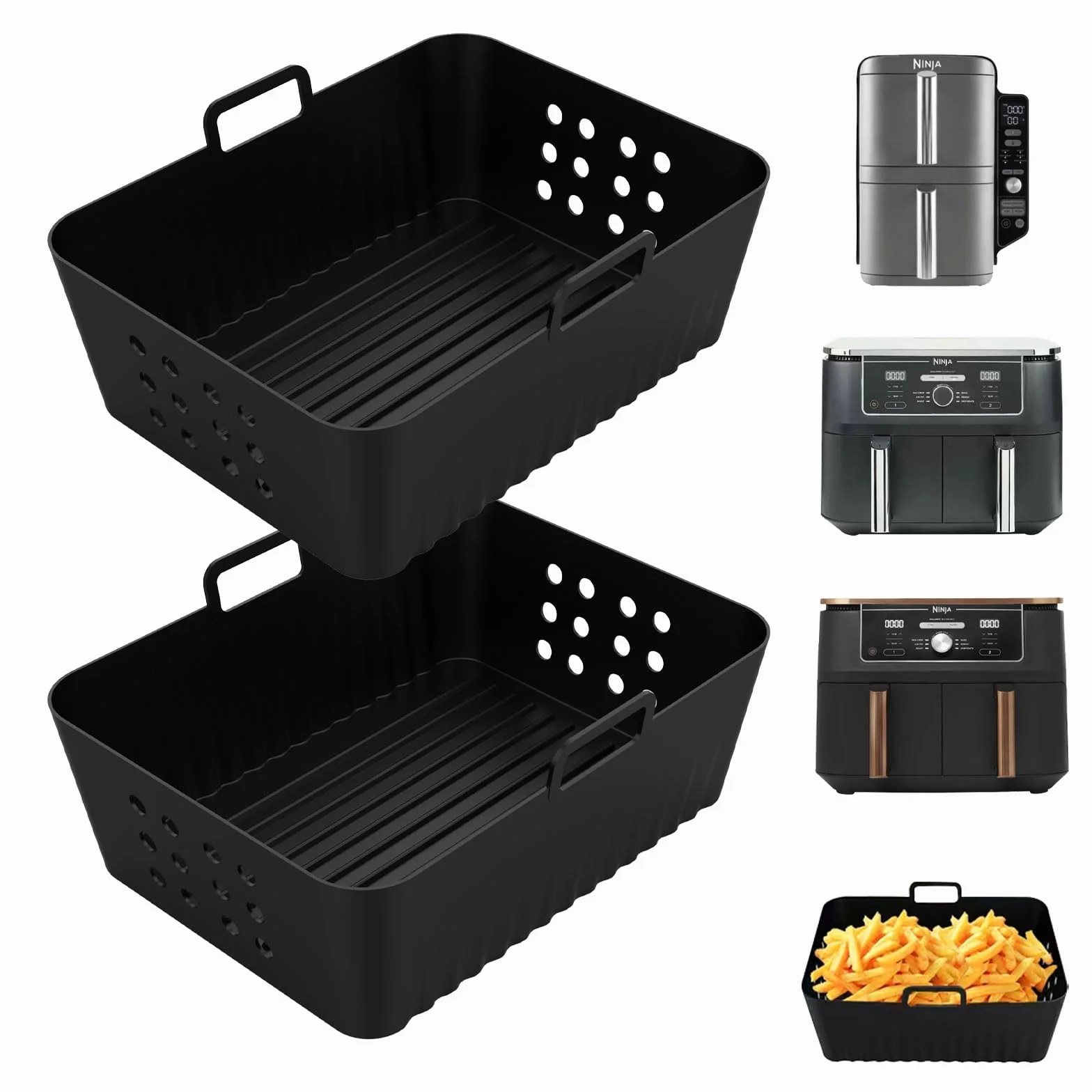 2 szt. Airfryer akcesoria do Ninja Foodi Max Dual Zone Af400eu Af300eu 9,5l, silikonowe wkładki Ninja do Foodi Max Double Stack Sl400eu, Airfryer silikonowa forma do frytkownicy na gorące powietrze