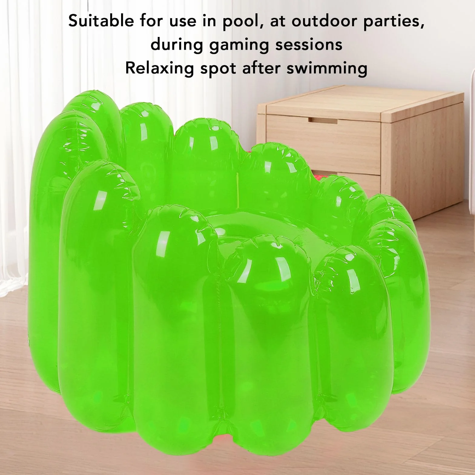Ejoyous Nadmuchiwana Sofa, Przenośna na Zewnątrz, Dmuchana Kanapa, w żywym Cukierkowym Kolorze, do Salonu, Sypialni, Imprezy Przy Basenie (GREEN)