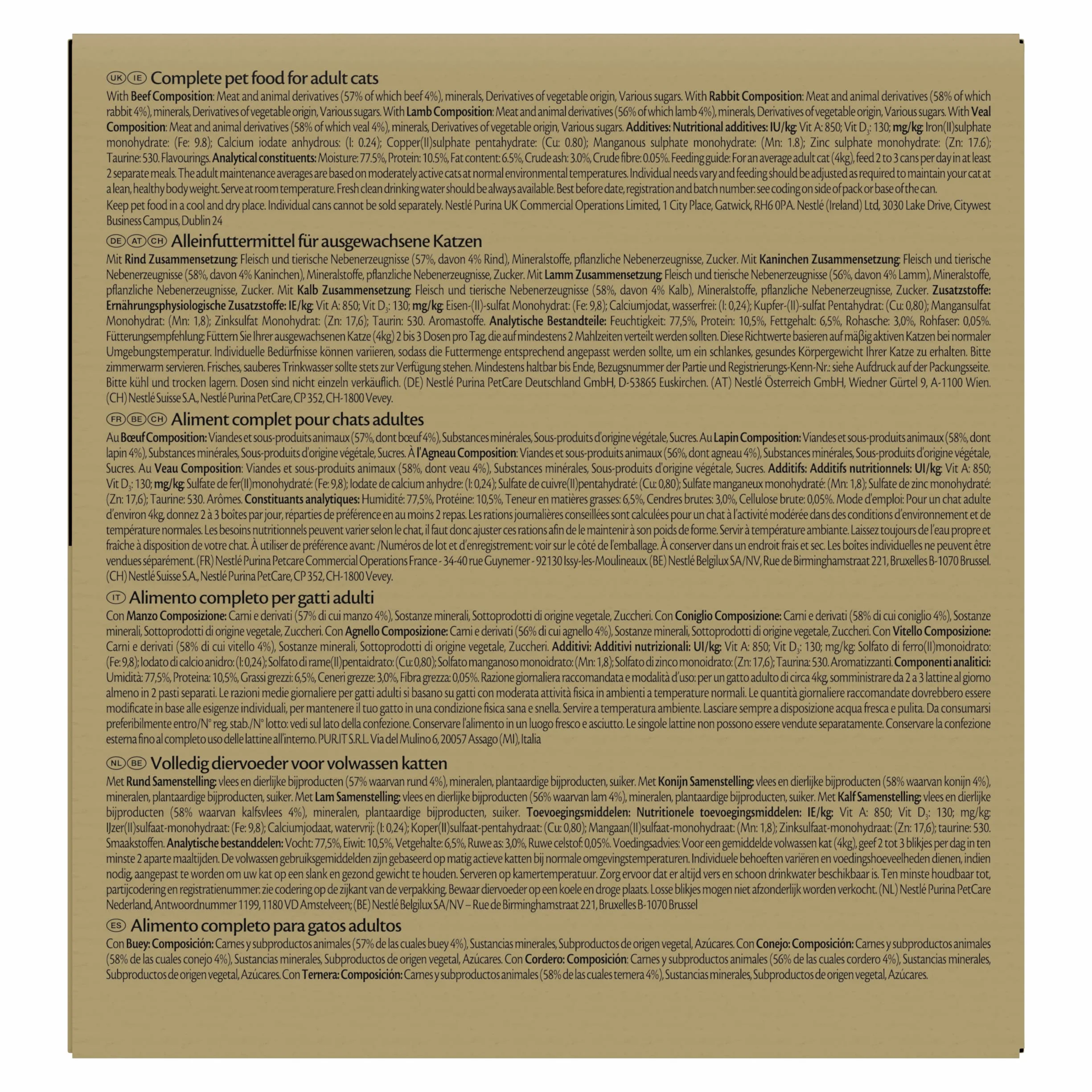 GOURMET GOLD | Karma mokra dla dorosłych kotów | Mus z Wołowiną, Królikiem, Jagnięciną, Cielęciną | 96x85g