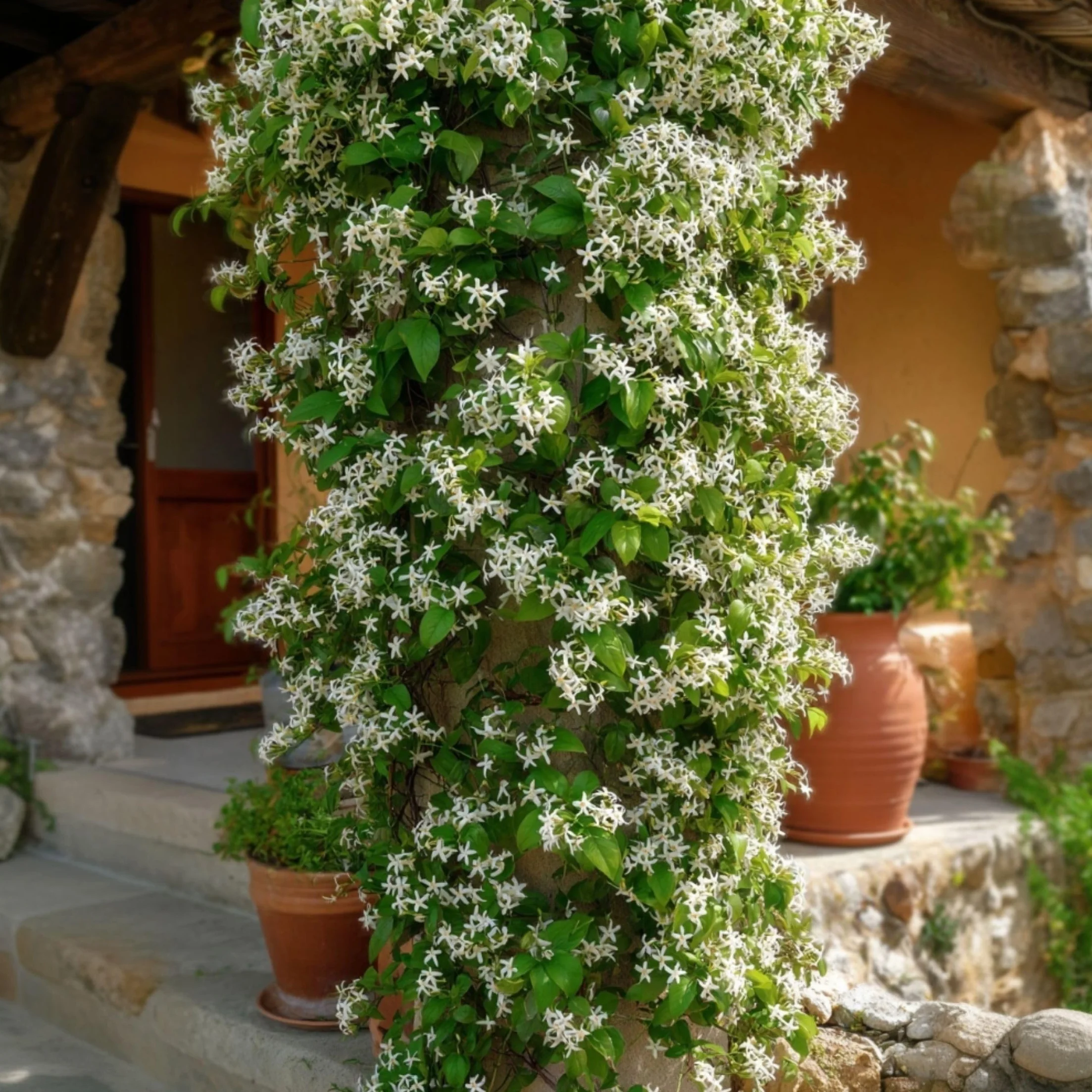 Plant in a Box - Jaśmin Toskański - Zestaw 2 sztuk - Trachelospermum jasminoides - Wys. 110-120 cm - Doniczka 17 cm - Roślina pnąca