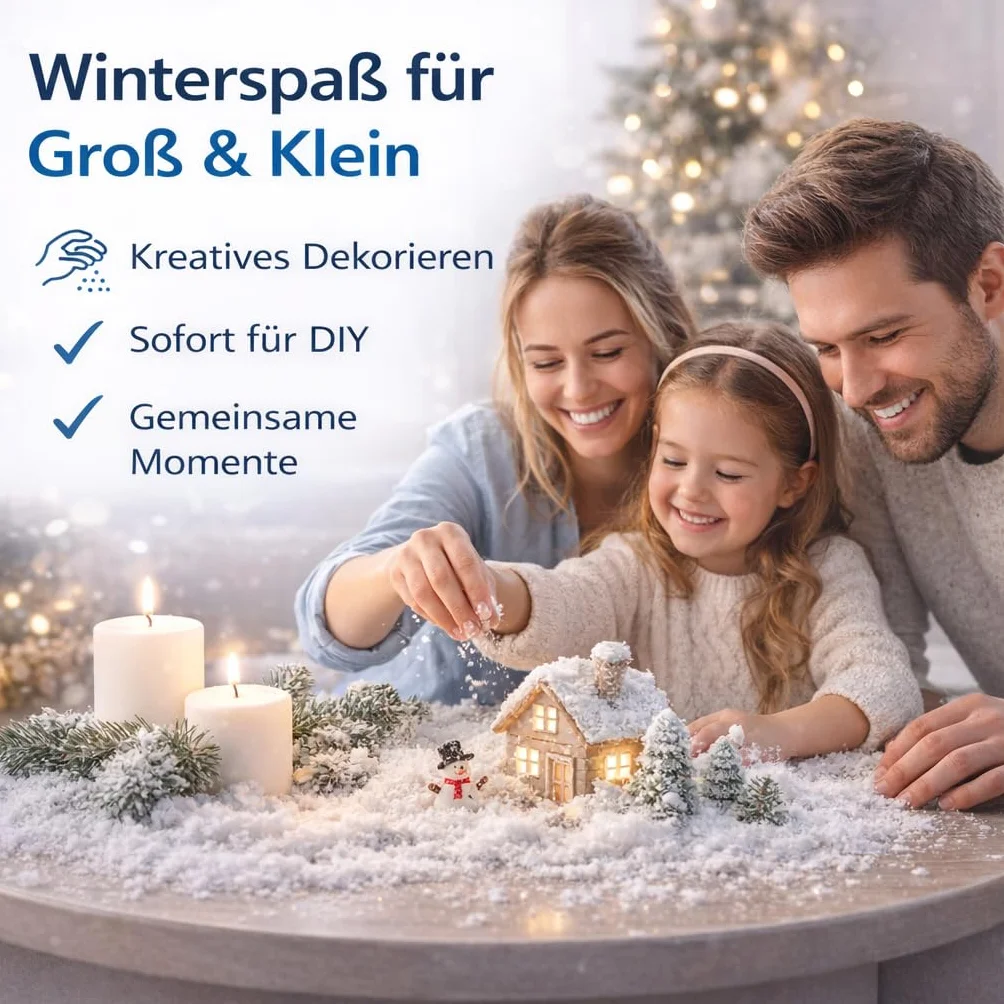 MERRYXMAS Sztuczny śnieg – łudząco prawdziwy – puszysty i błyszczący śnieg do dekoracji na Boże Narodzenie – dekoracyjny śnieg
