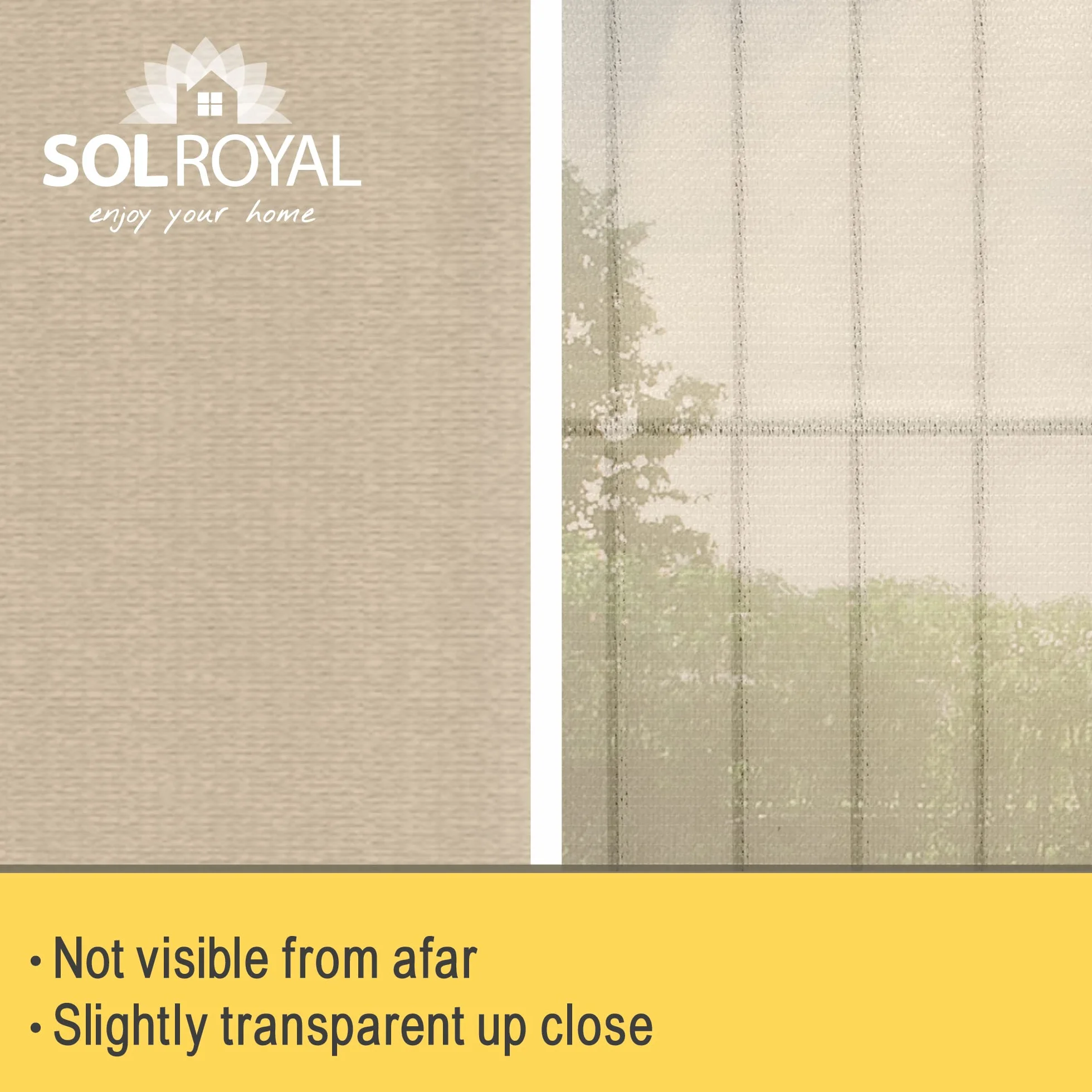 Parawan na balkon taras Sol Royal 90x500 cm SolVision HB2 Ochrona przed słońcem wiatrem UV Kremowa mata balkonowa z oczkami i linką