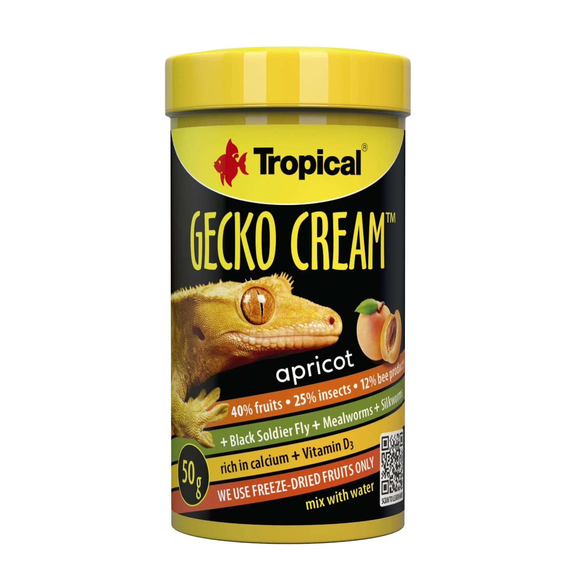 GECKO CREAM APRICOT 100ML 50G - Pokarm dla gekonów orzęsionych i jaszczurek