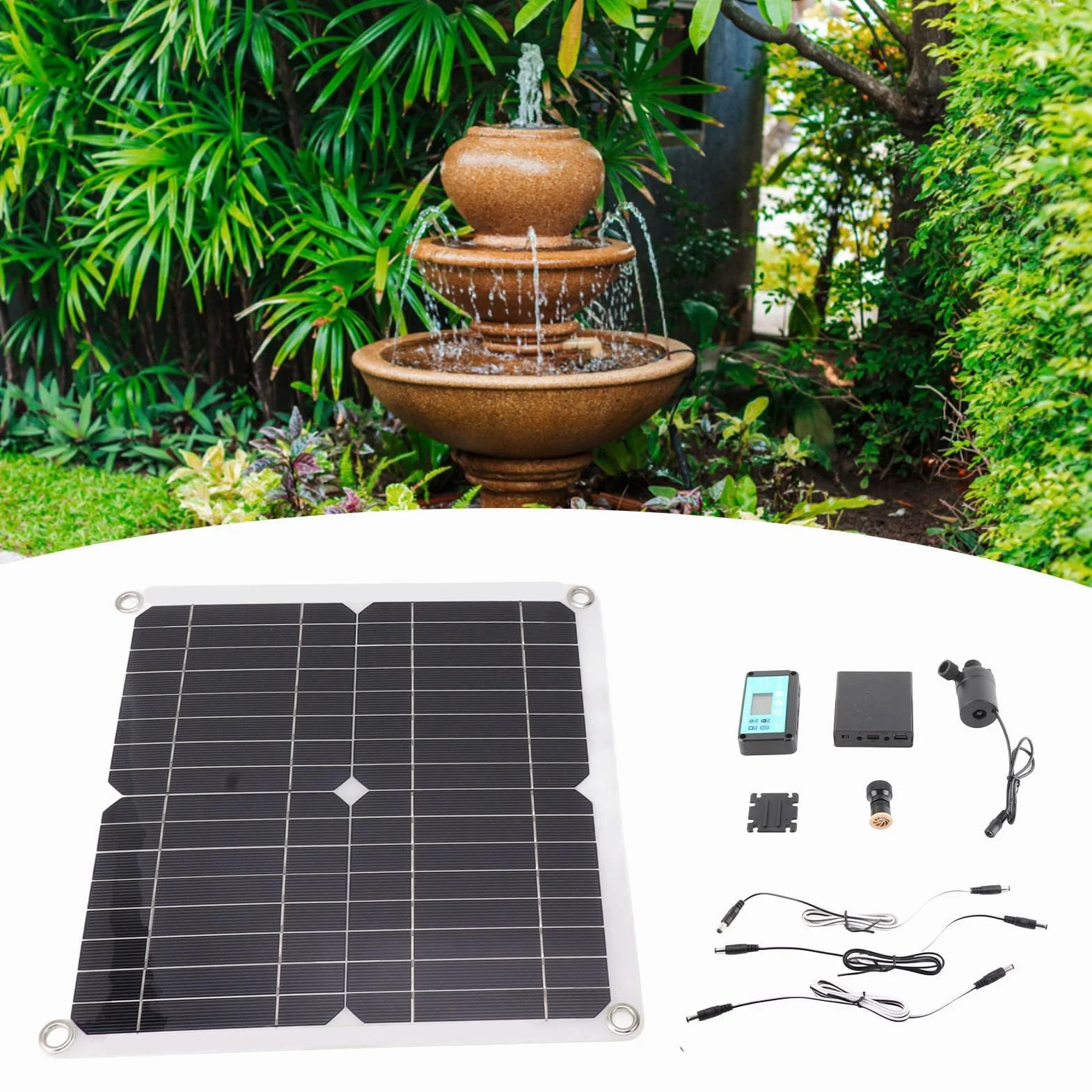 Zestaw Solarnej Pompy Wodnej, DC12V 22W Zestaw Solarnej Pompy Wodnej Do Fontanny Ze Skrzynką Akumulatorową I Regulatorem Rozrządu, Pompa Głębinowa Zasilana Panelem Słonecznym Do Małego Stawu Ogrodoweg