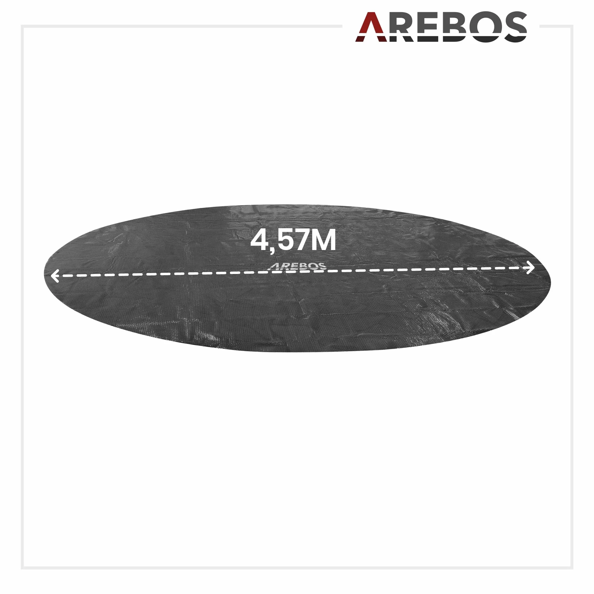 Arebos Plandeka solarna do basenu okrągła Ø 4,57 m, Czarny, grubość 120 µm, folia termiczna do podgrzewania wody, ograniczenia parowania, osłona przed zabrudzeniami, możliwość przycięcia rolki
