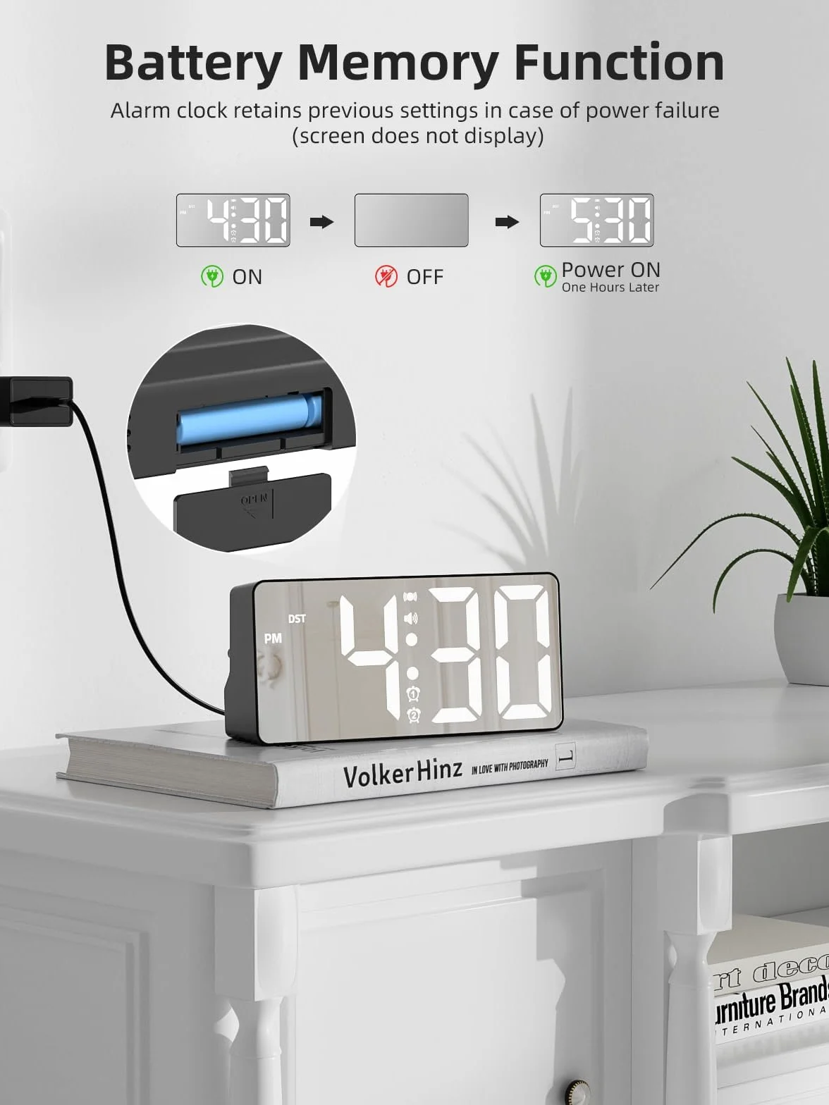 MINORZ Głośny budzik do głębokiego snu, budzik wibracyjny i lampka nocna, 3 tryby wibracji, podwójny alarm, drzemka, port ładowania USB, 12/24H i DST, idealny dla osób starszych niesłyszących