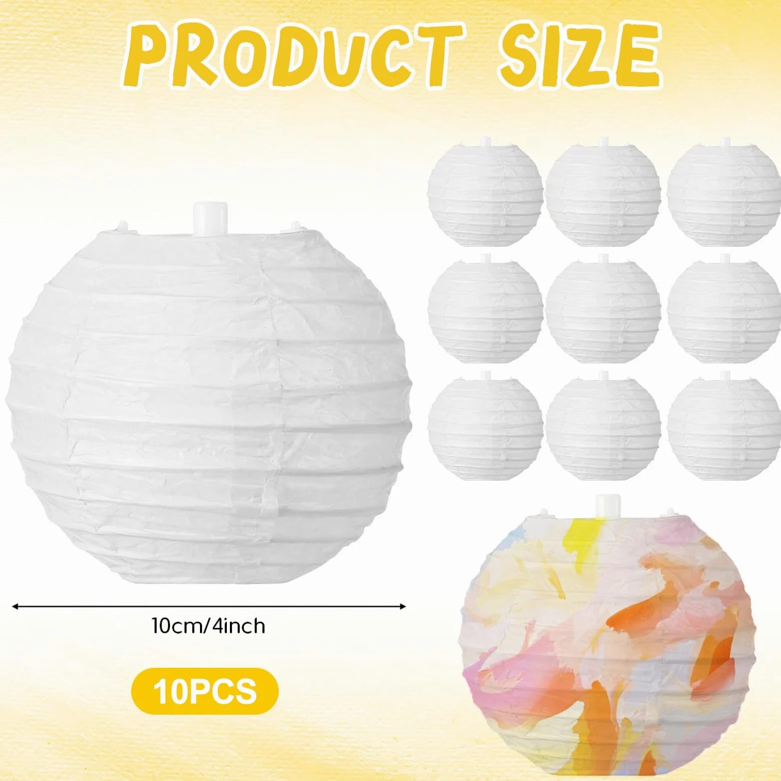 10 białych papierowych lampionów, 7,5 cm, chiński lampion, jedwabny pompon, dekoracja pokoju dziewczęcego, na wesele, przyjęcie urodzinowe, przyjęcie w ogrodzie