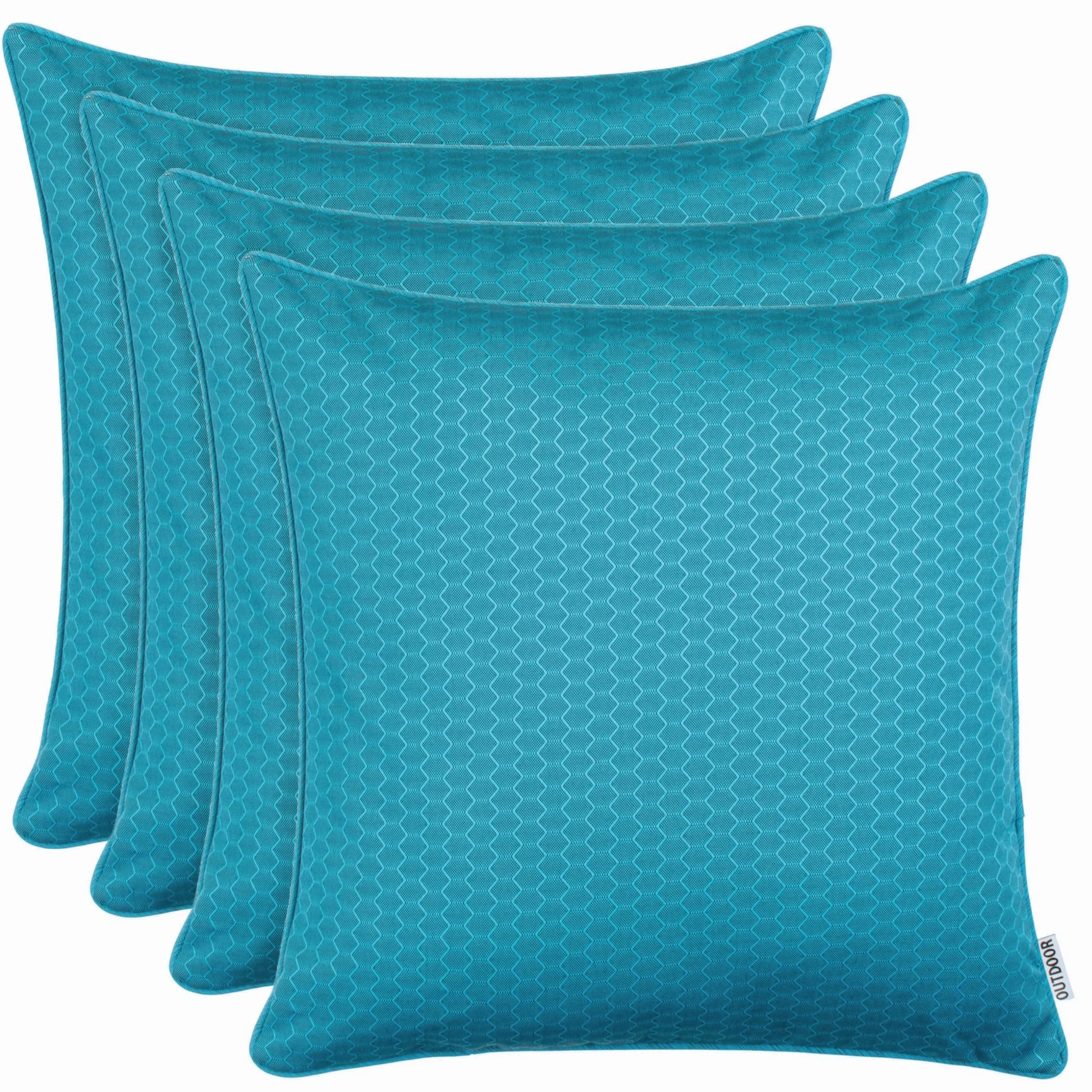 Brandsseller Zestaw 4 poduszek outdoorowych 45 x 45 cm – odporne na warunki atmosferyczne poduszki ozdobne z lamówką o strukturze plastra miodu – wodoodporne poduszki ogrodowe i dekoracyjne na