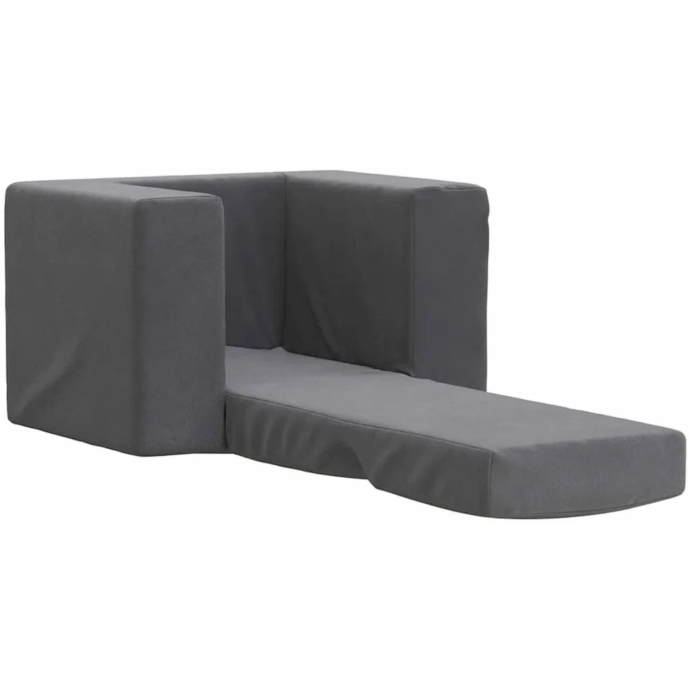 Sofa do spania dla dzieci, antracytowa, miękki plusz, meble do pokoju dziecięcego ze zdejmowaną poszewką, tapicerka piankowa, zestaw do spania, łóżko dziecięce, szafa na ubrania