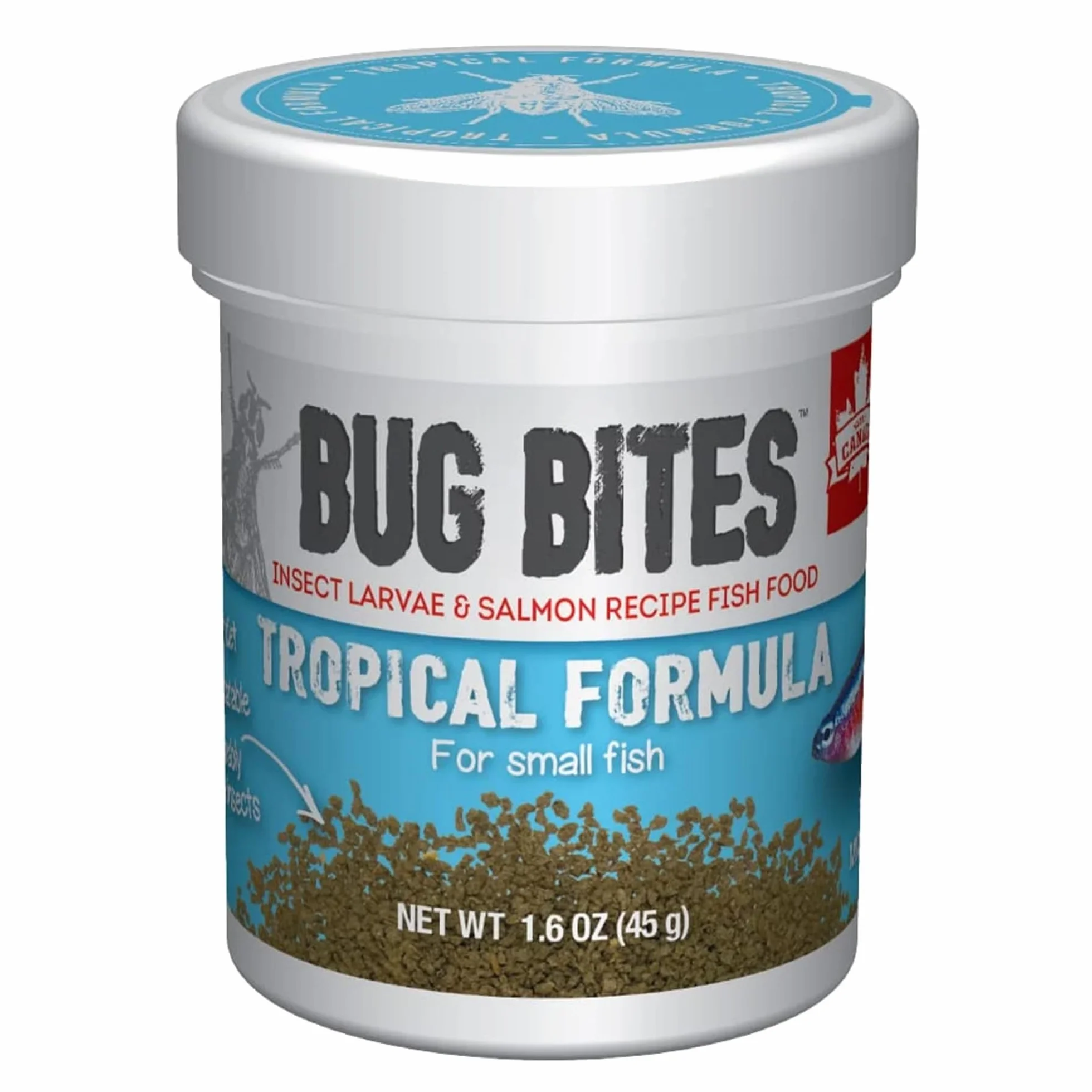 Bug Bites Tropical Micro Granules Fish Food Insect-Based for Small to Medium Fish Black Soldier Fly Larvae 45 g