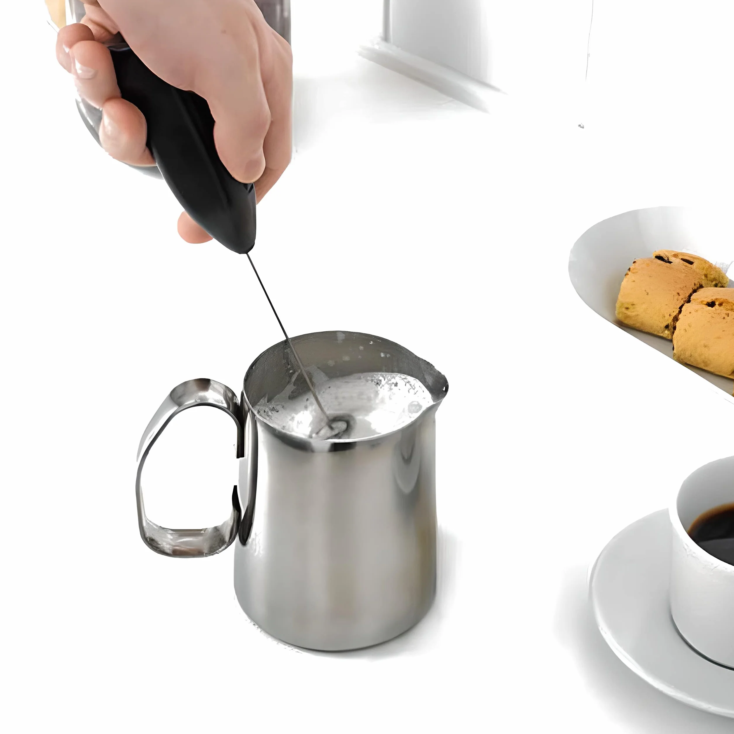 Retoo automatyczny spieniacz do mleka Mini Elektryczny, elektryczny spieniacz do mleka do kawy, latte i cappuccino, spieniacz do gorącej czekolady na baterie, 11500 urządzenie do spieniania napojów
