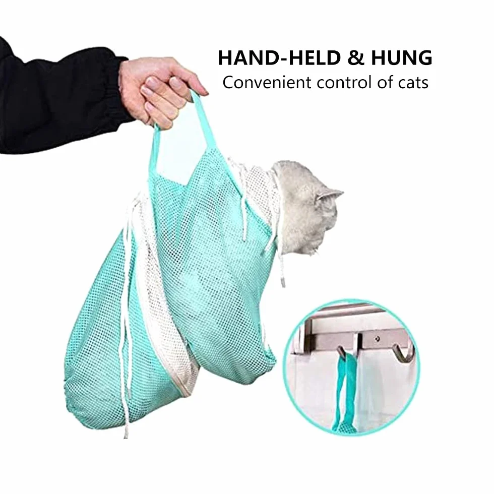 Eummy Cat Grooming Restraint Bag Regulowany Anti Scratch Prysznic Net Zielony