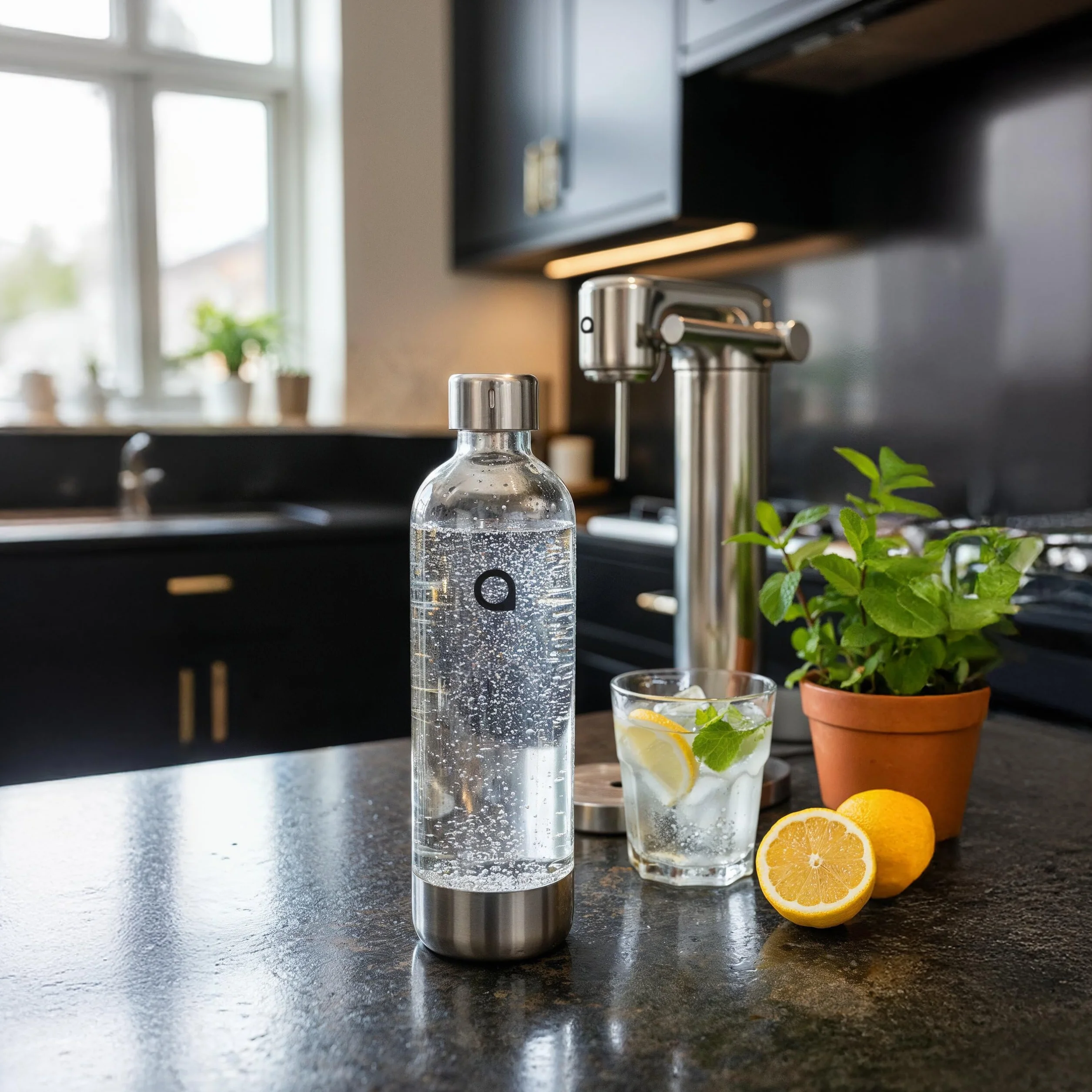 Aquafloow Butelka Zapasowa do Saturatora – BPA-free Butelka 0,8 L z Tworzywa ze Stalowym Dnem, Wielokrotnego Użytku, Idealna do Gazowania Wody