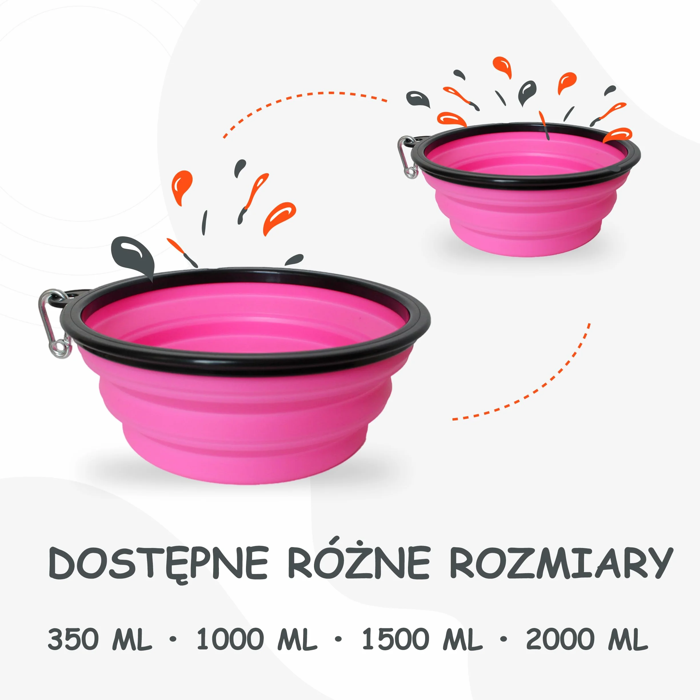 Składana miska dla psa 1500 ml podróżna różowa
