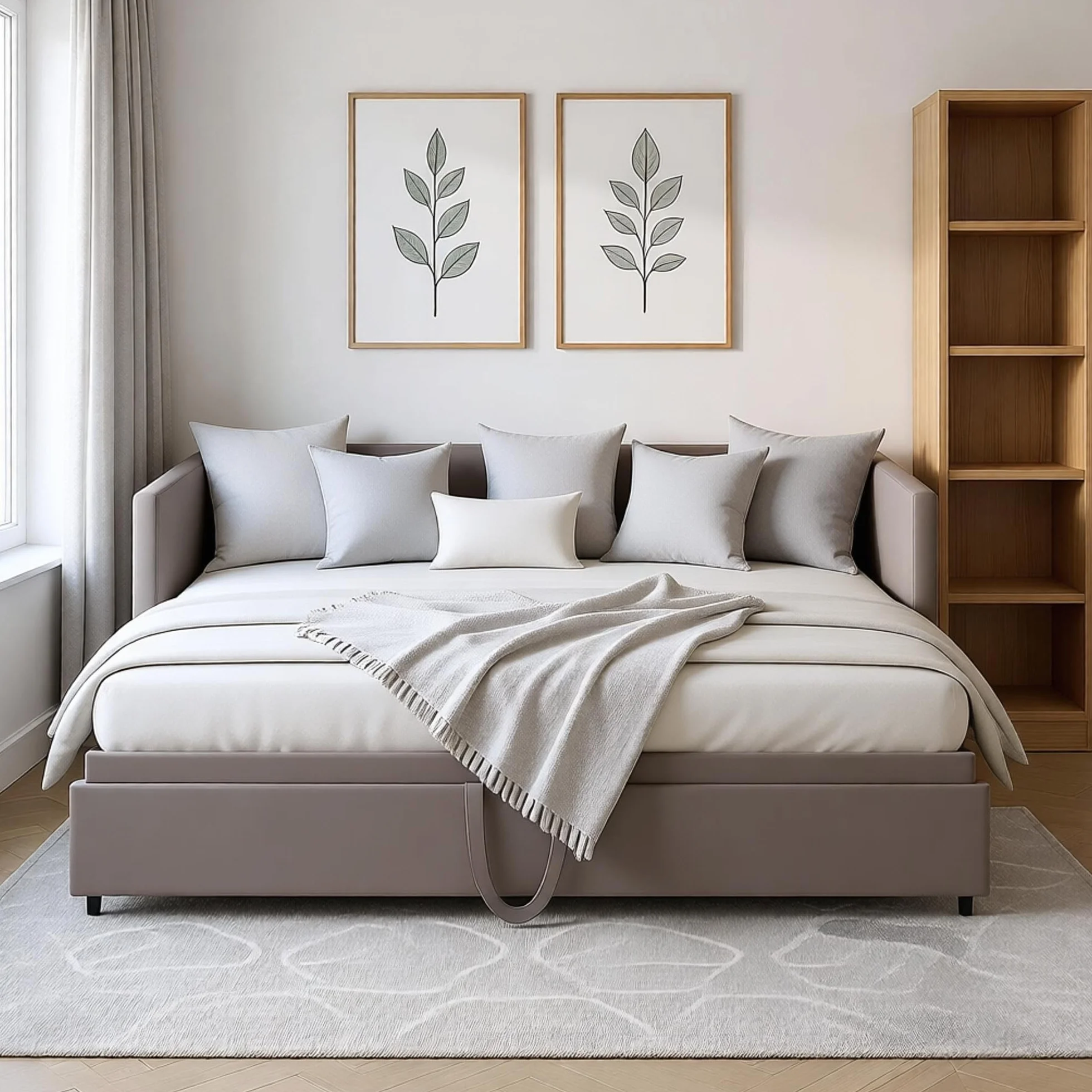 Sofa z funkcją spania, 90/180 x 200 cm, pojedyncze łóżko dzienne, rozkładane, na tej samej wysokości, z łóżkiem dla gości, 2-osobowa sofa z funkcją spania, łóżko dzienne, łóżko młodzieżowe
