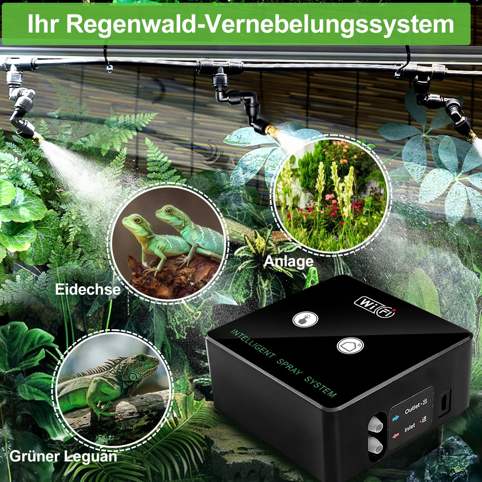Nawilżacz powietrza terrarium inteligentny system mgiełki gadów 360° timer pilot zdalnego sterowania automatyczny przezroczysty