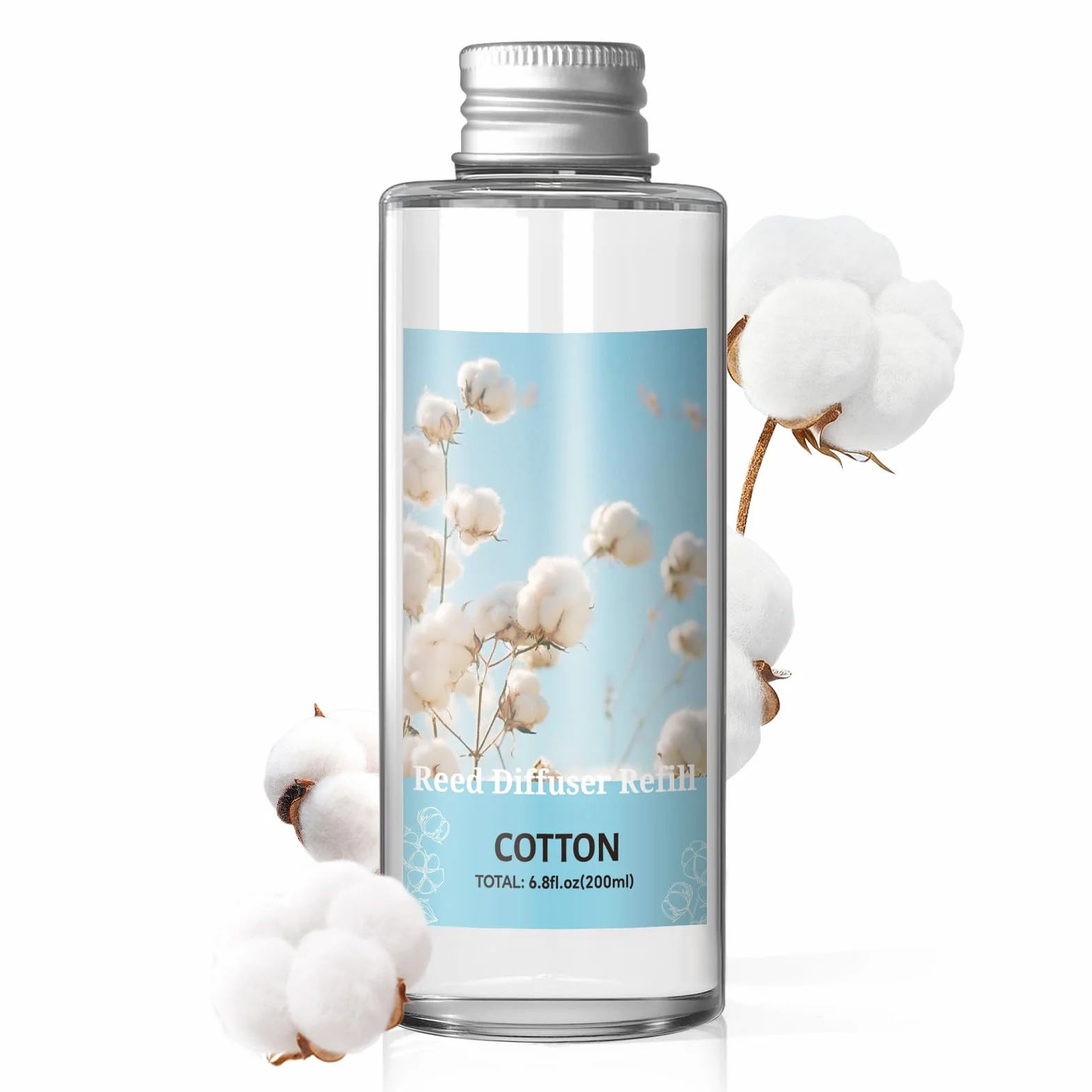 SCENTORINI Zapach do pomieszczeń, zapach bawełny, 200 ml, butelka uzupełniająca do dyfuzora, długotrwały aromat uzupełniający do salonu, sypialni, łazienki