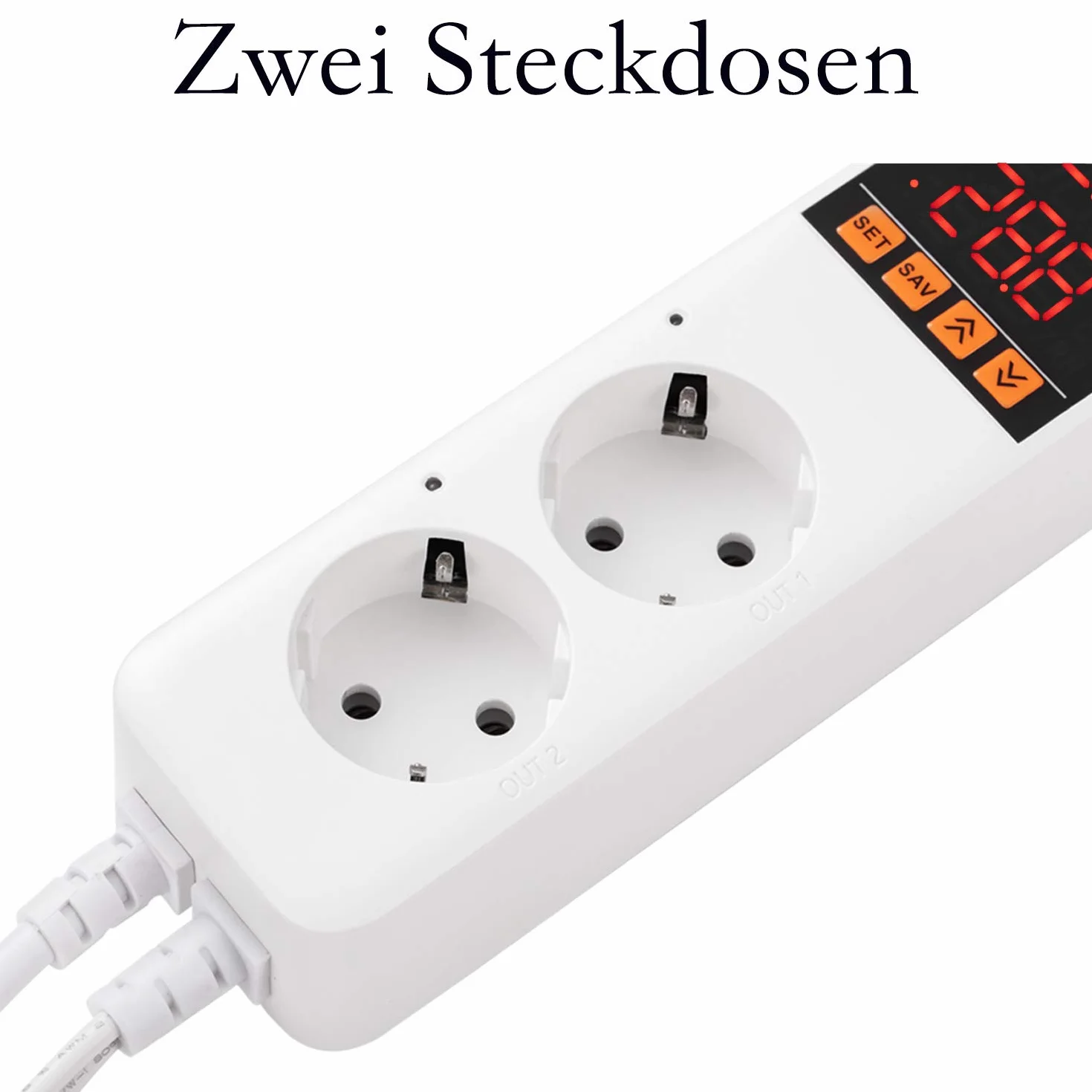 Cyfrowy regulator temperatury, ogrzewanie, termostat, gniazdko elektryczne z 2 czujnikami, do akwarium, terrarium, szklarni