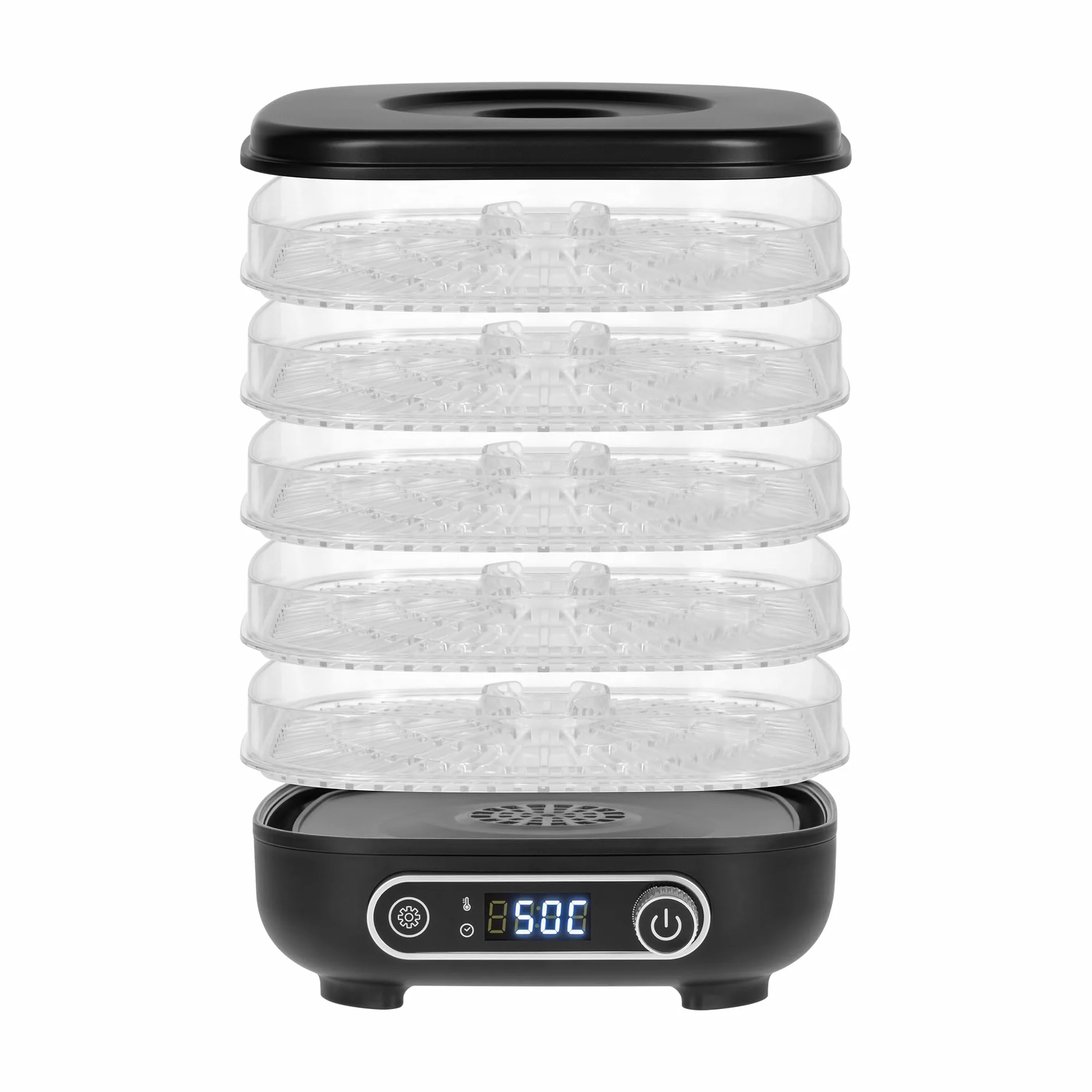 Teesa Suszarka do Grzybów Warzyw Owoców Moc 300W 5 Przezroczystych Sit Wyświetlacz LCD Termoobieg Regulacja Temperatury TSA3033