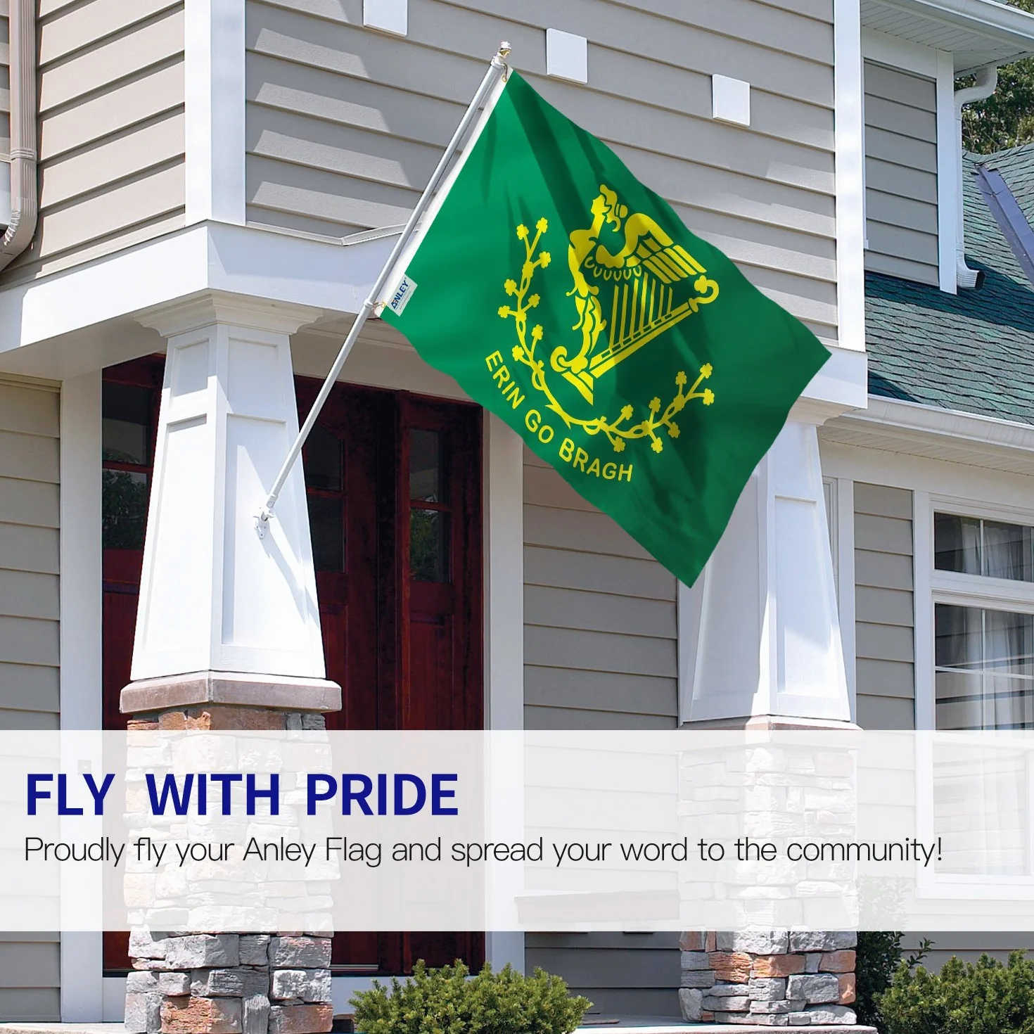 Anley Fly Breeze 3x5 Foot Erin Go Bragh Flag - Żywy kolor i odporność na blaknięcie - Płócienny Nagłówek i podwójne szwy - Ireland Forever Flags Poliester z mosiężnymi przelotkami