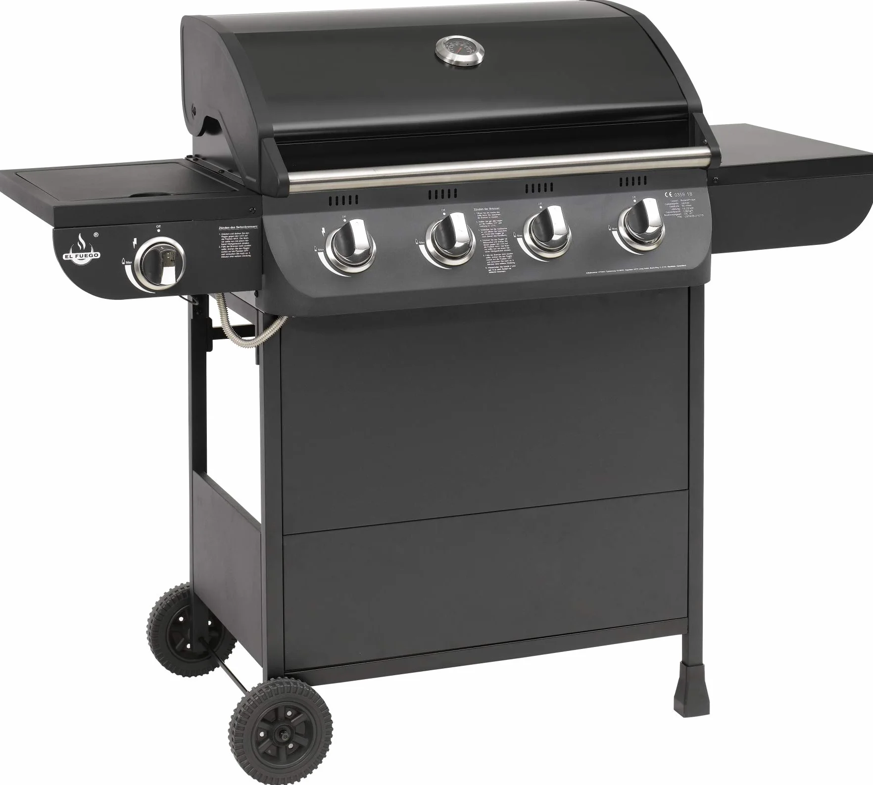 Grill gazowy "COLUMBUS" 4 + 1 palnik firmy El Fuego® BBQ BBQ grill na kółkach, grill gazowy Barbecue AY 563
