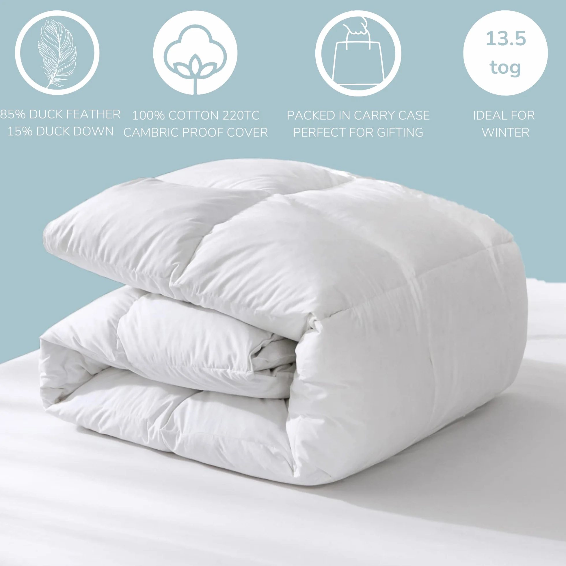 Homespace Direct Kołdra z kaczych piór i puchu, ciepła, 13,5 tog zimowa pościel (Super King)