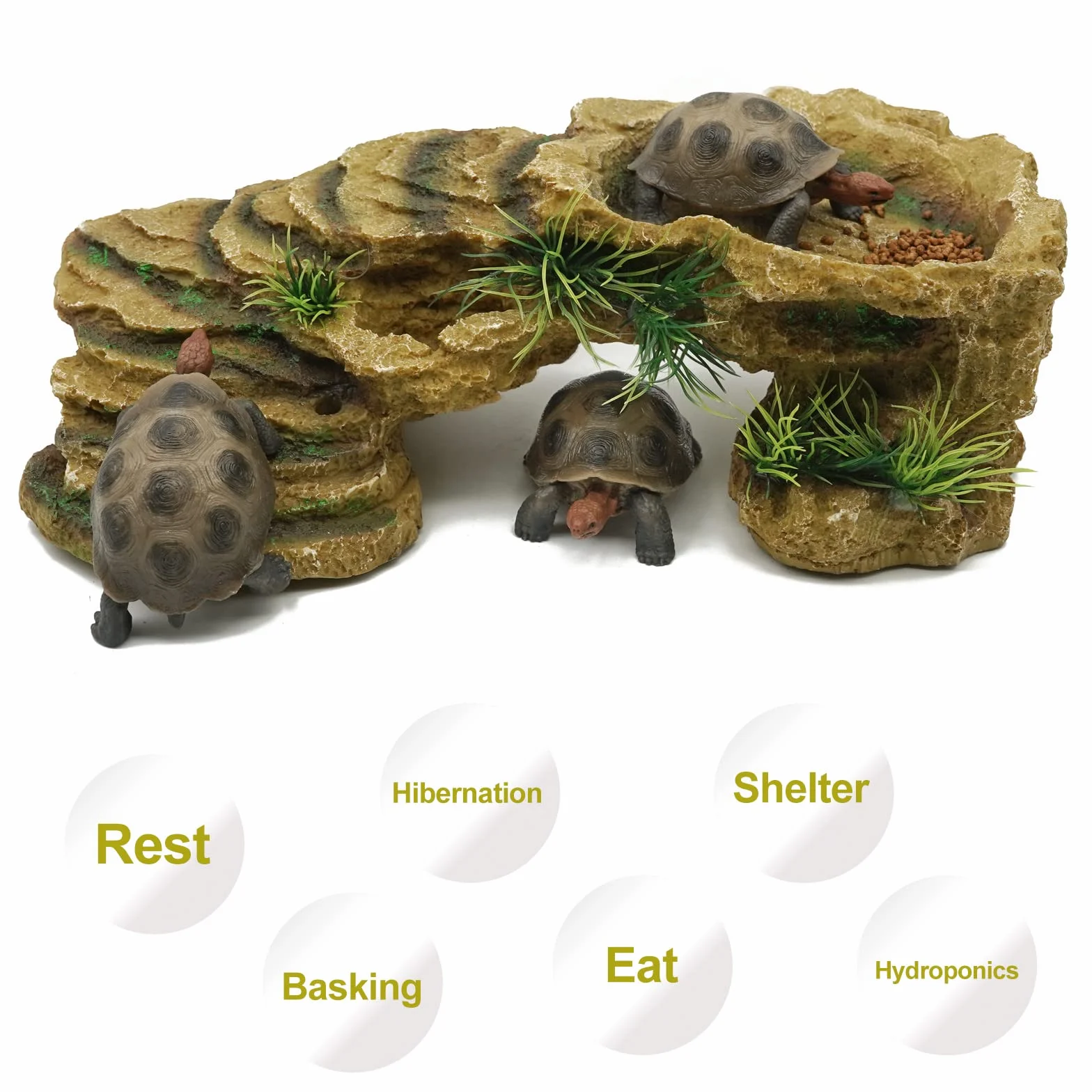 Platforma wygrzewająca się żółw, rampa dla gadów, terrarium, dekoracja dla brodatego smoka, gekona, skały, jaskini, schronienia, akwarium, dekoracja, jaszczurki, pająki, ryby, płazy (rozmiar
