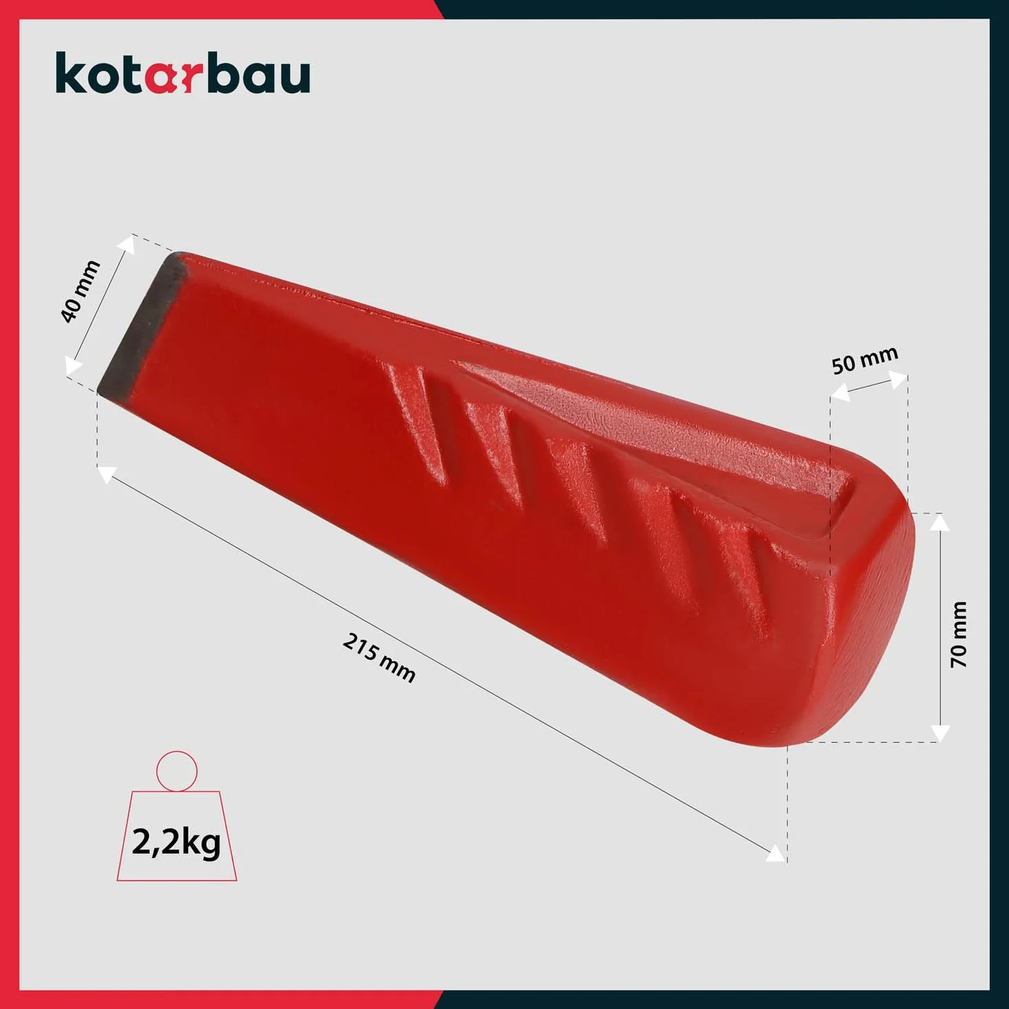 KOTARBAU® Klin rozłupujący z kutej stali 214 mm 2,2 kg Klin do rozłupywania granatu Klin do rozłupywania drewna Klin do rozłupywania kłód Klin do rozłupywania kłód Klin do ponownego ustawiania Klin do wbijania klina do rozłupywania drewna