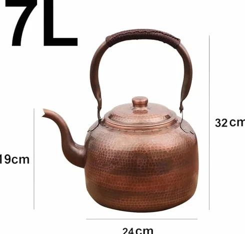 Ręcznie wykonany czajnik do herbaty 5 l z litej miedzi na płytę kuchenną - styl vintage idealny do zaparzania herbaty i kawy dekoracja kuchni pomysł na prezent