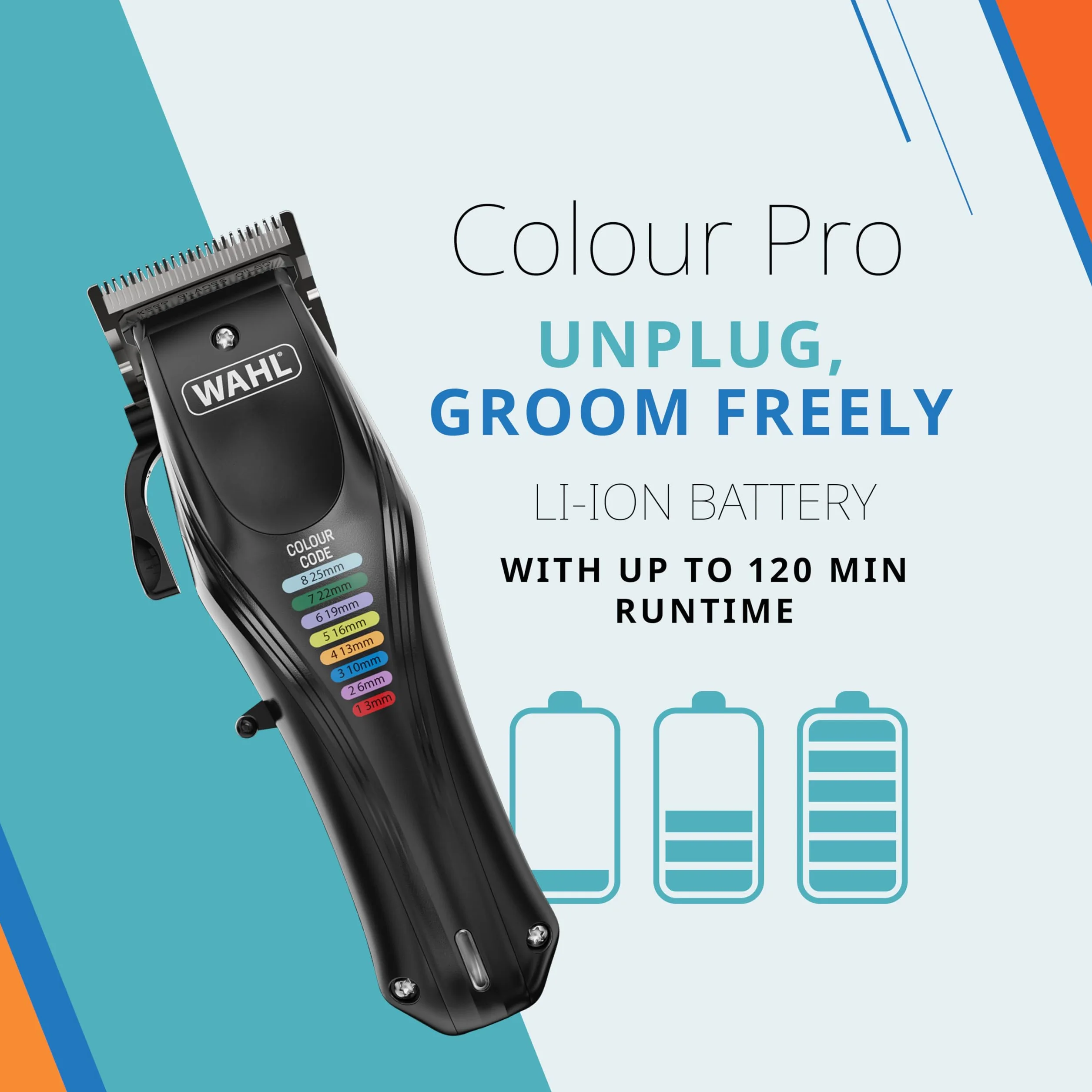 WAHL Colour Pro Maszynka do Strzyżenia Psów Akumulatorowa Cicha Przewodowa Bezprzewodowa Czarna