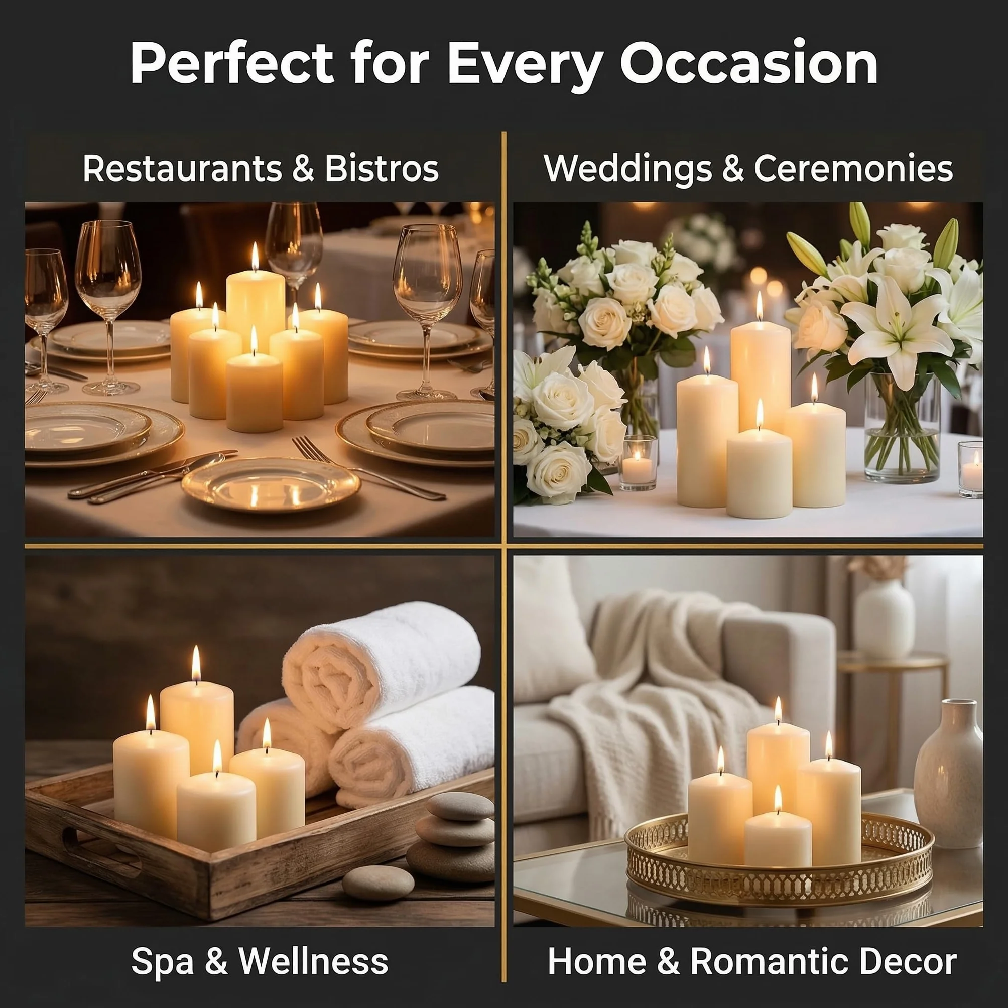 Horeca Candles Świece filarowe - kość słoniowa - zestaw 20 świec dekoracyjnych - Ø 4 x 7 cm (1,57 x 2,76 cala) - długie palenie 12 godzin - bezzapachowe - bez kapania - bezdymne - jakość RAL
