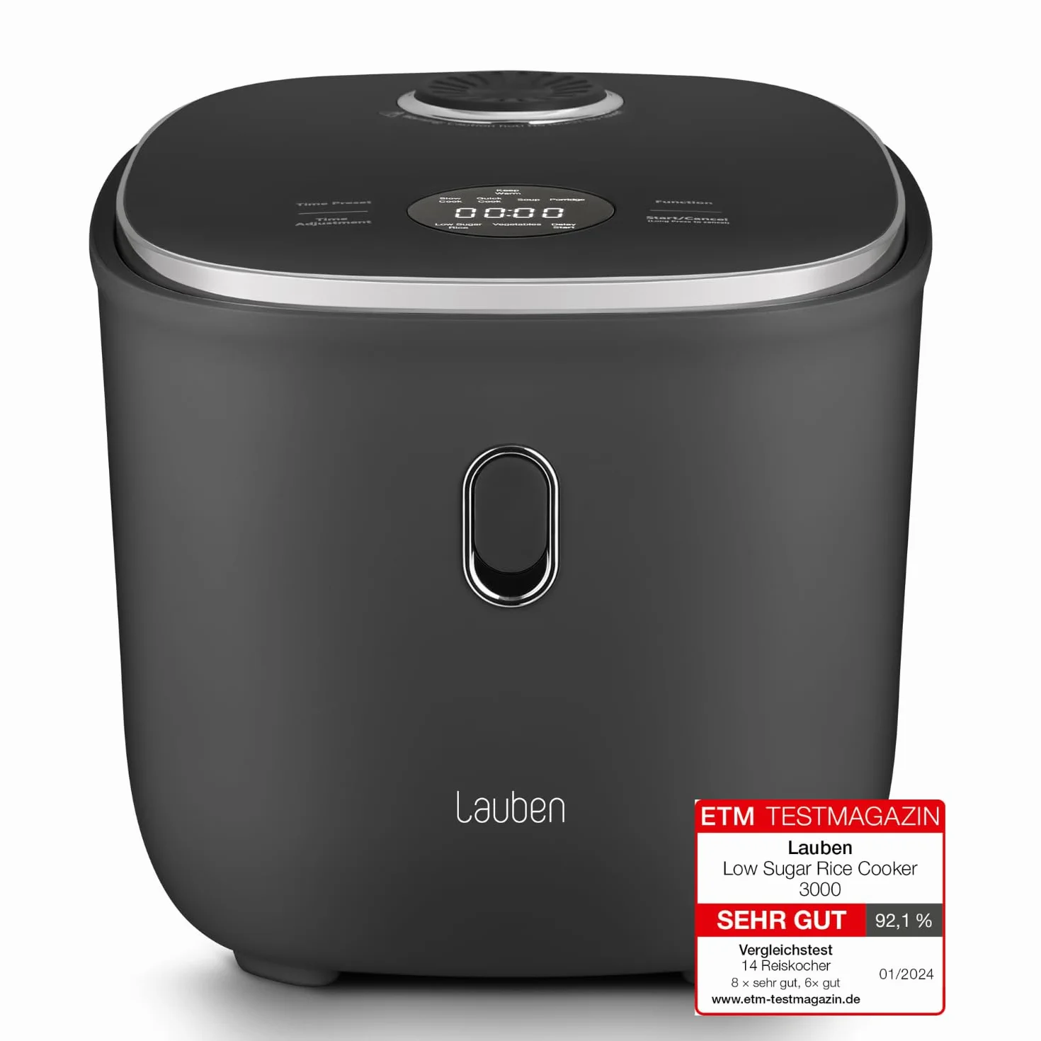 Lauben Low Sugar Rice Cooker szybkowar z funkcją niskiego cukru, pojemność 3 l, 6 trybów, opóźniony start, utrzymywanie ciepła, nieprzywierająca powierzchnia ceramiczna, nadaje się do mycia w