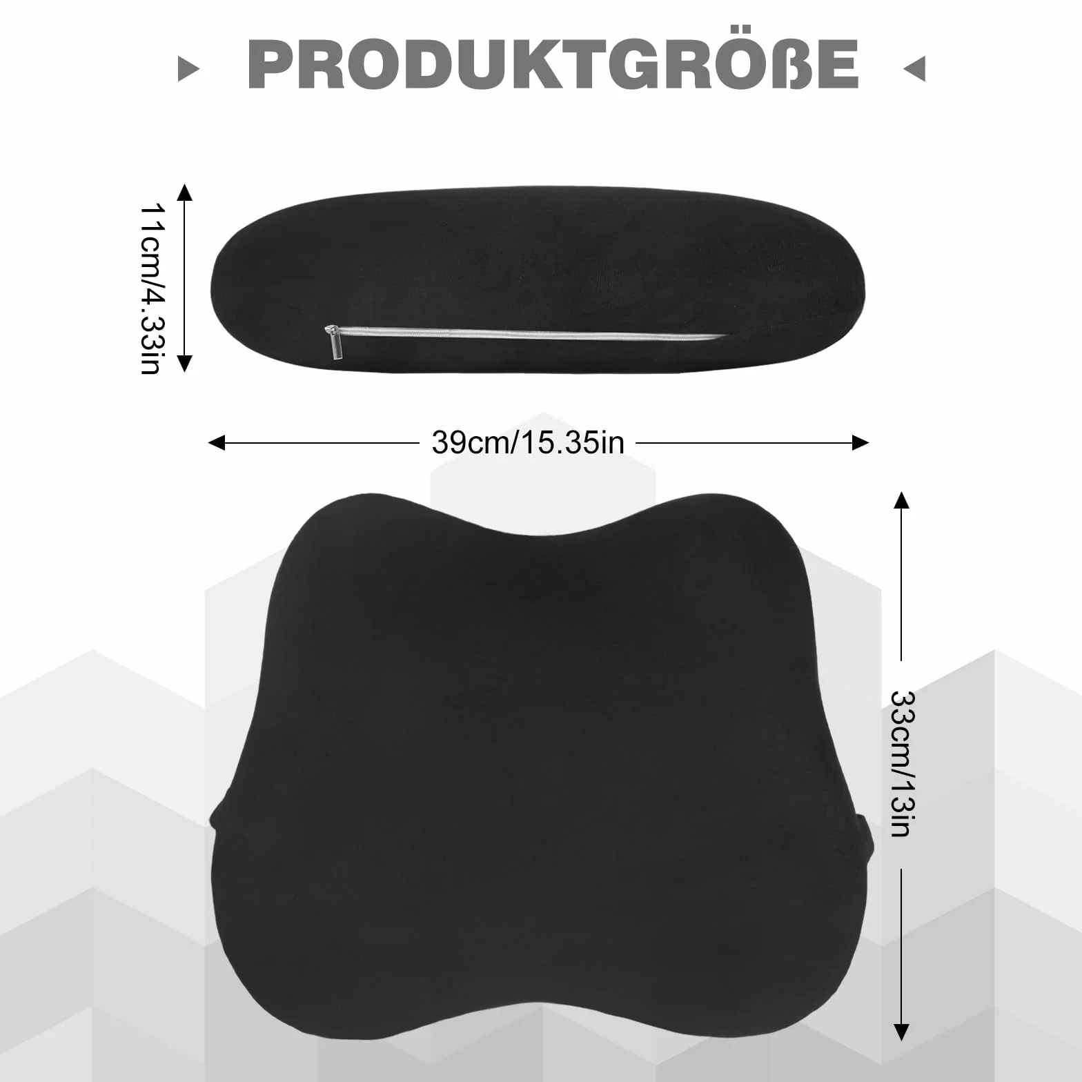 Poduszka lędźwiowa do samochodu, poduszka lędźwiowa krzesło biurowe z pianki pamięci, ergonomiczna poduszka na plecy, podparcie lędźwiowe do samochodu, biura, czarna