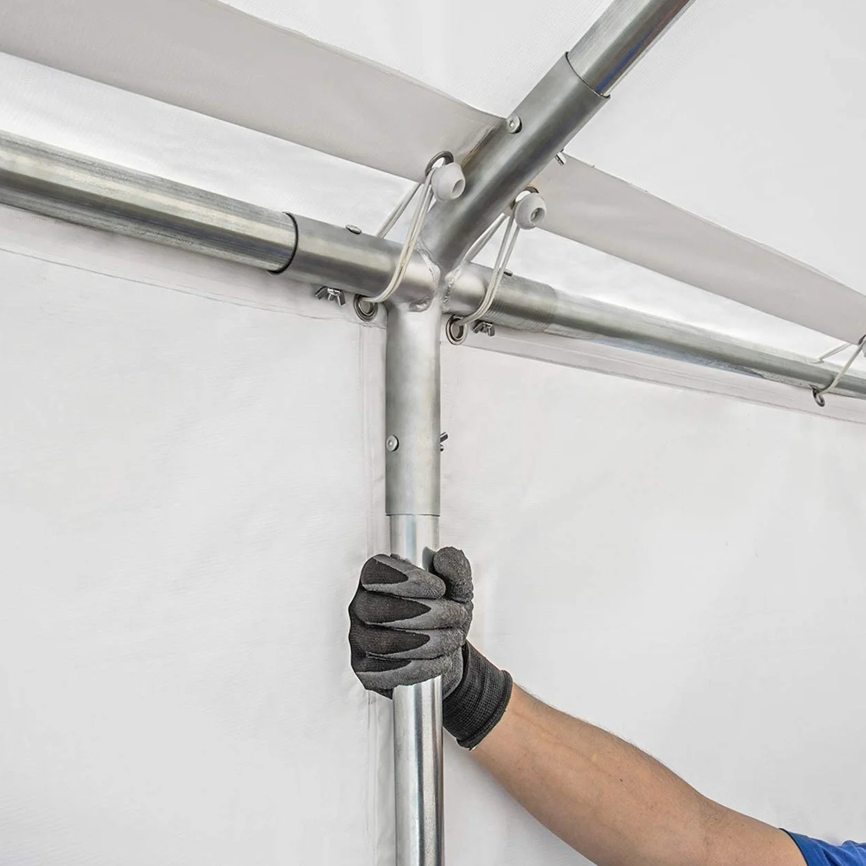 TOOLPORT Namiot magazynowy 4x8 m hala z plandeką PCV 750 N biały z ramą podłogową