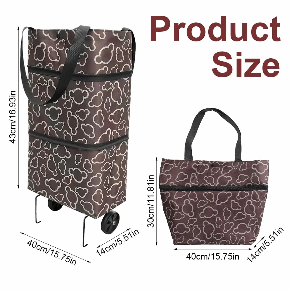 Składany wózek na zakupy z kółkami, wielofunkcyjny, wytrzymały, biały