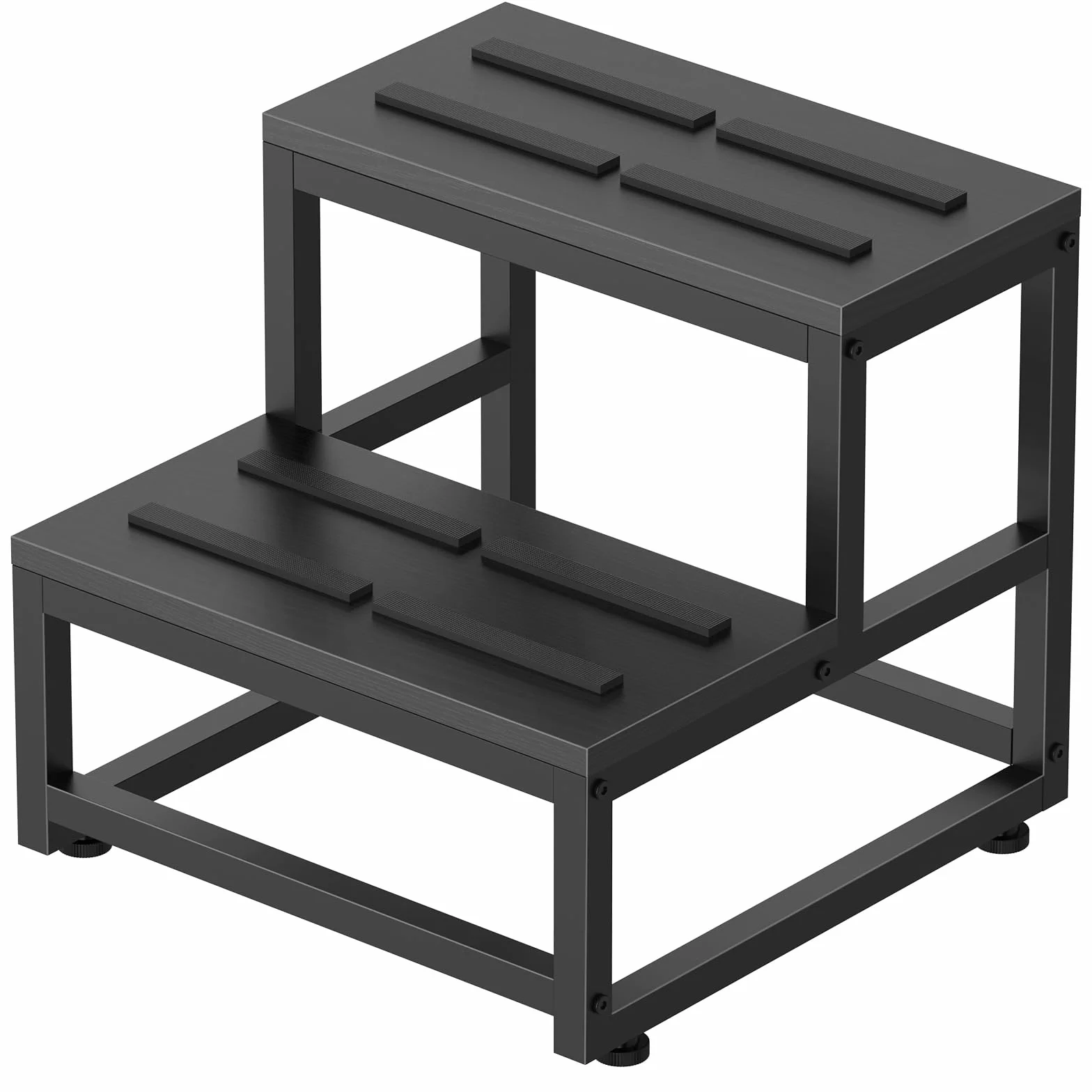 LIANTRAL Stołek Do Stąpania Dla Dorosłych i Dzieci, 2-Stopniowy, Ze Stali Heavy Duty, Stabilny, Drewniany, Nośność 220 kg, Do Łóżka, Kuchni, Łazienki, Czarny