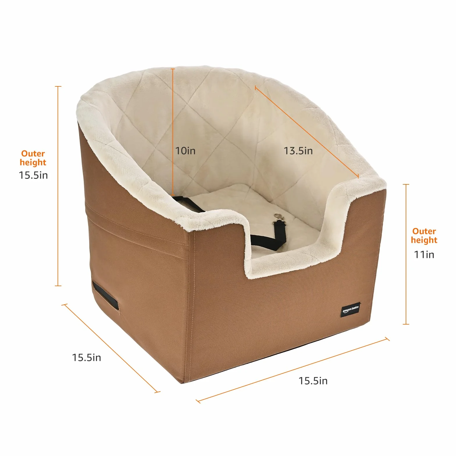 Amazon Basics Siedzisko samochodowe dla zwierzęcia domowego, typu kubełkowego, beżowe/jasnobrązowe